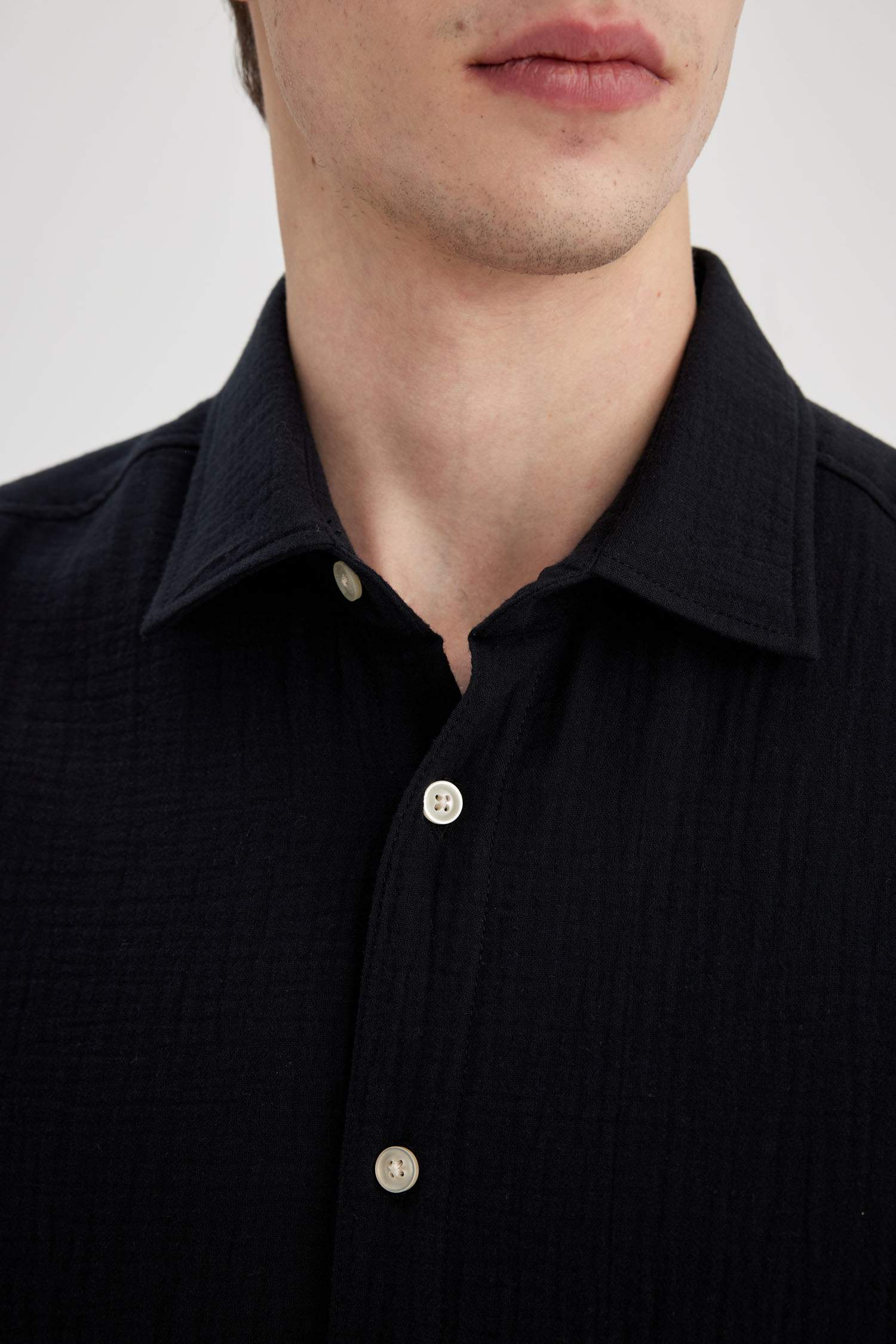Regular Fit Polo Collar Long Sleeve Shirt