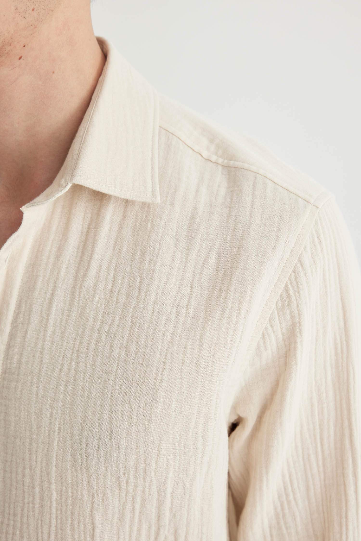 Regular Fit Polo Collar Long Sleeve Shirt