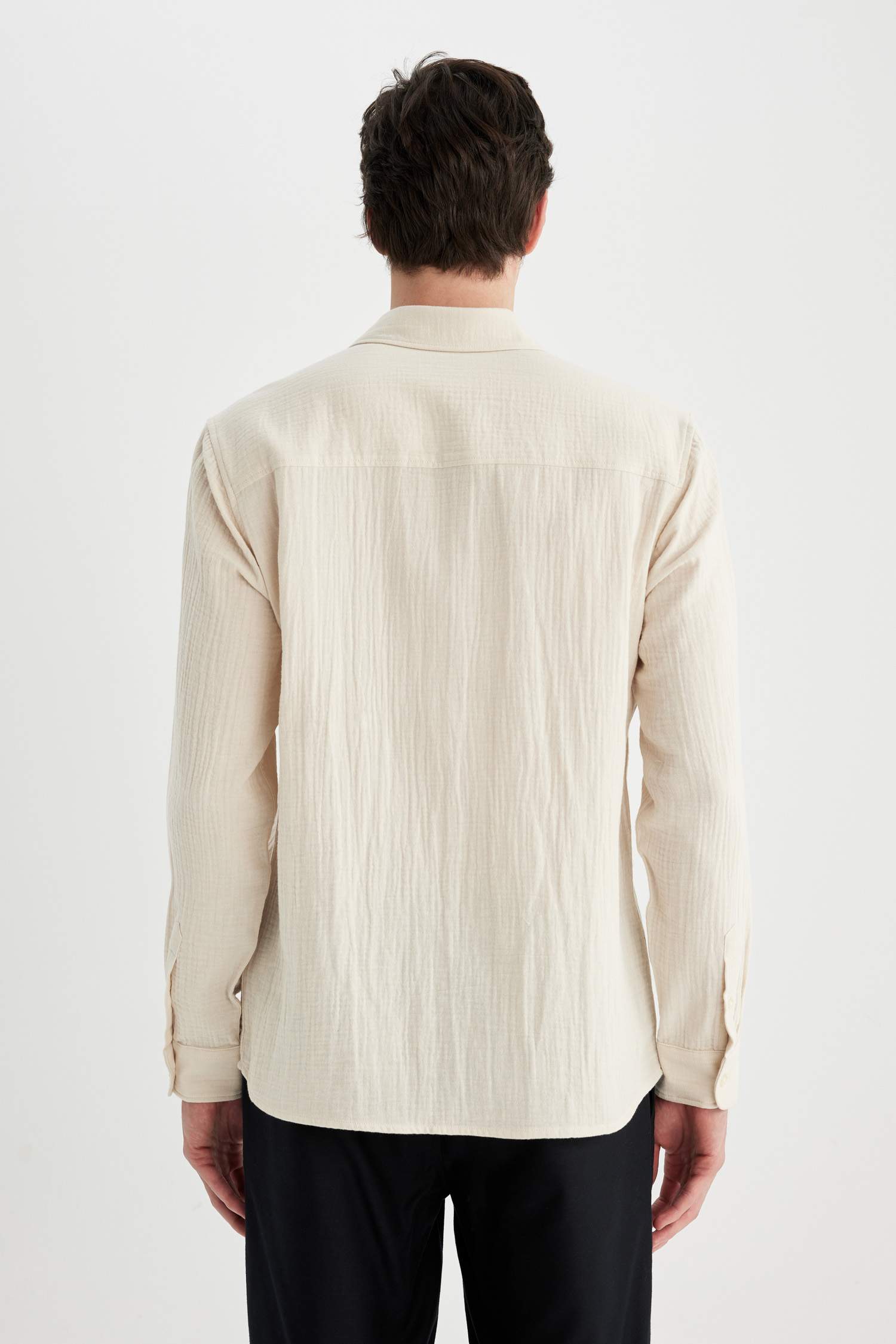 Regular Fit Polo Collar Long Sleeve Shirt