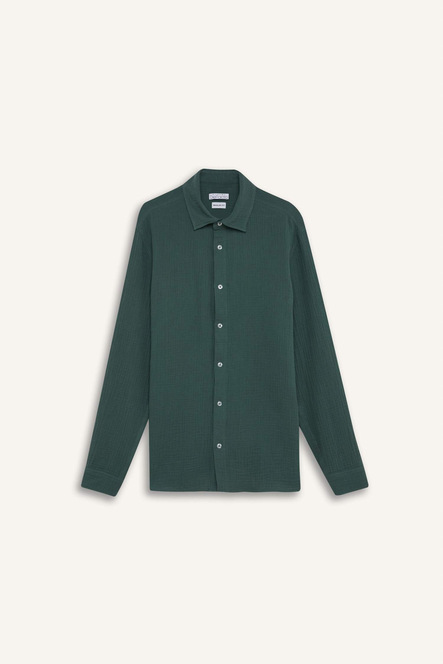 %100 Pamuk Regular Fit Polo Yaka Müslin Uzun Kollu Gömlek