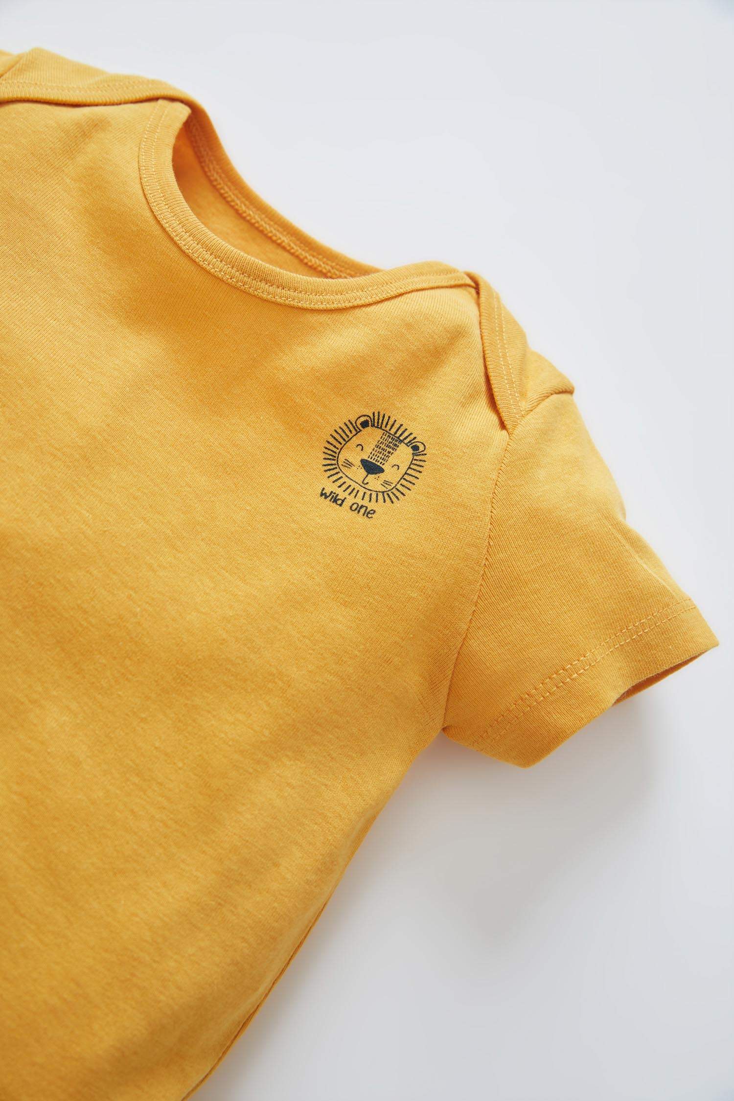 أفرول ولادي بيبي قطني بأكمام قصيرة مطبوع بصورة الأسد