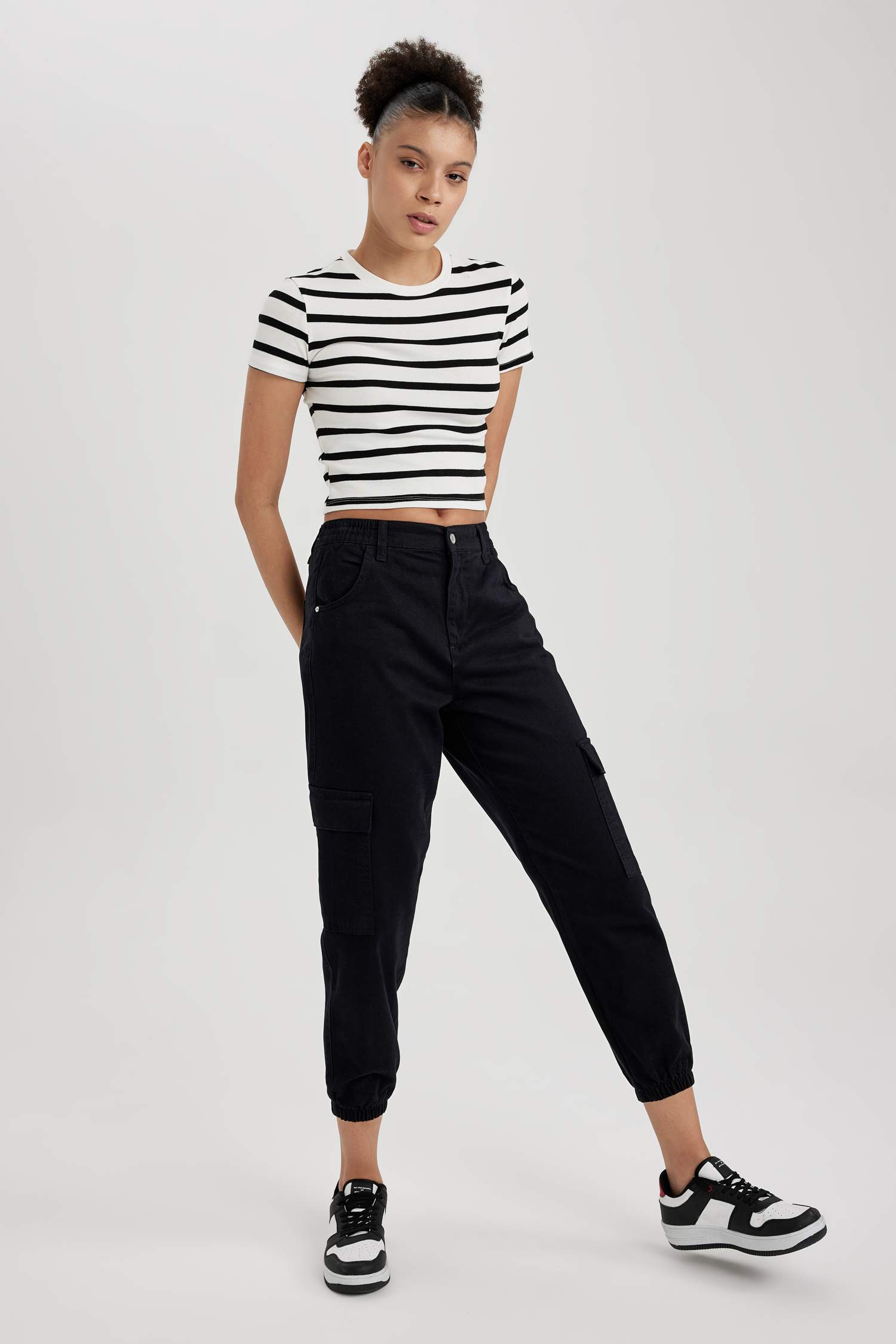 Cargo Jogger Normal Waist Gabardine Cotton Trousers