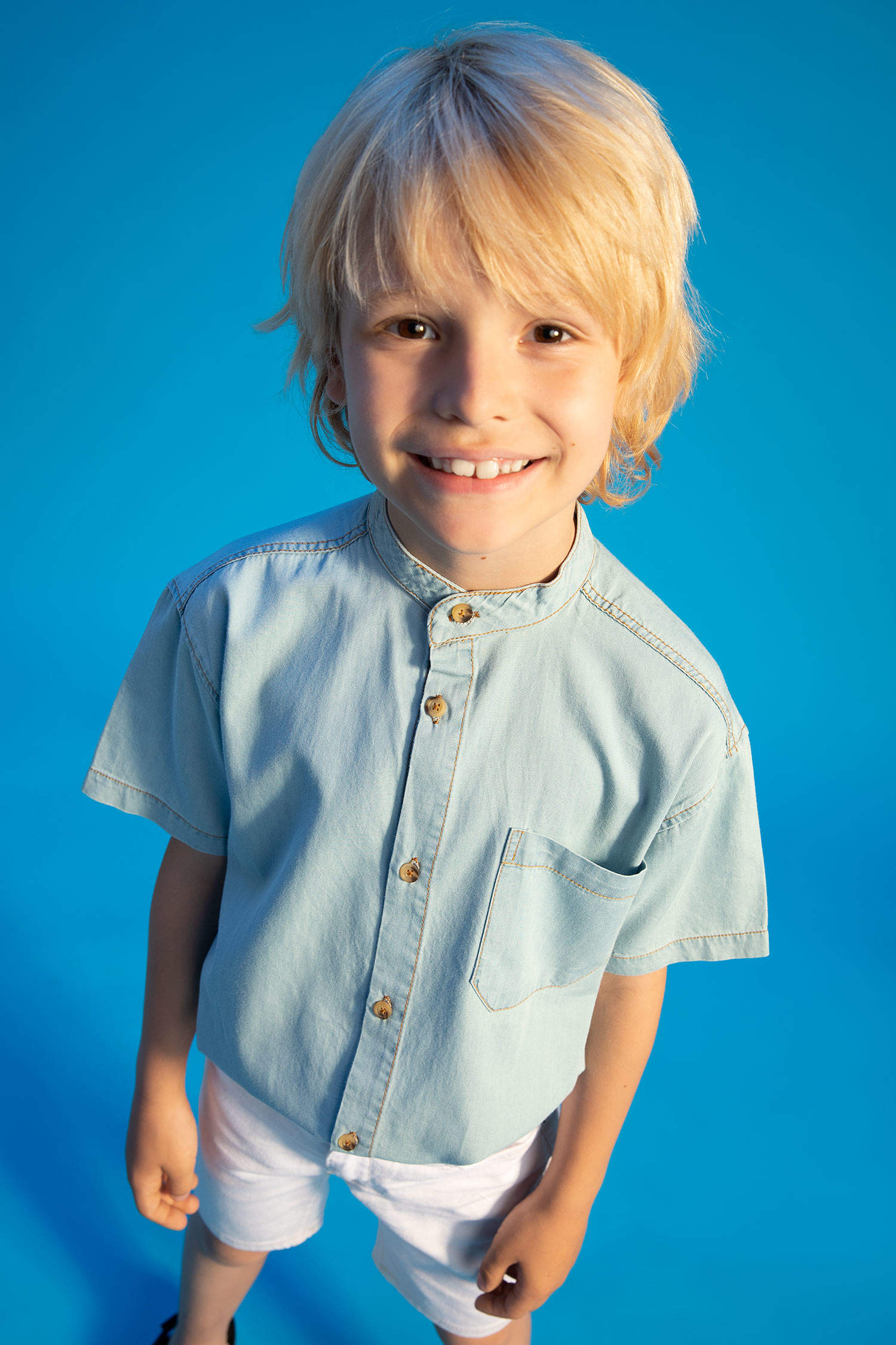 Blue BOYS & TEENS Boy Regular Fit Short Sleeve One Side Pocket Jean Shirt  2456689 | DeFacto