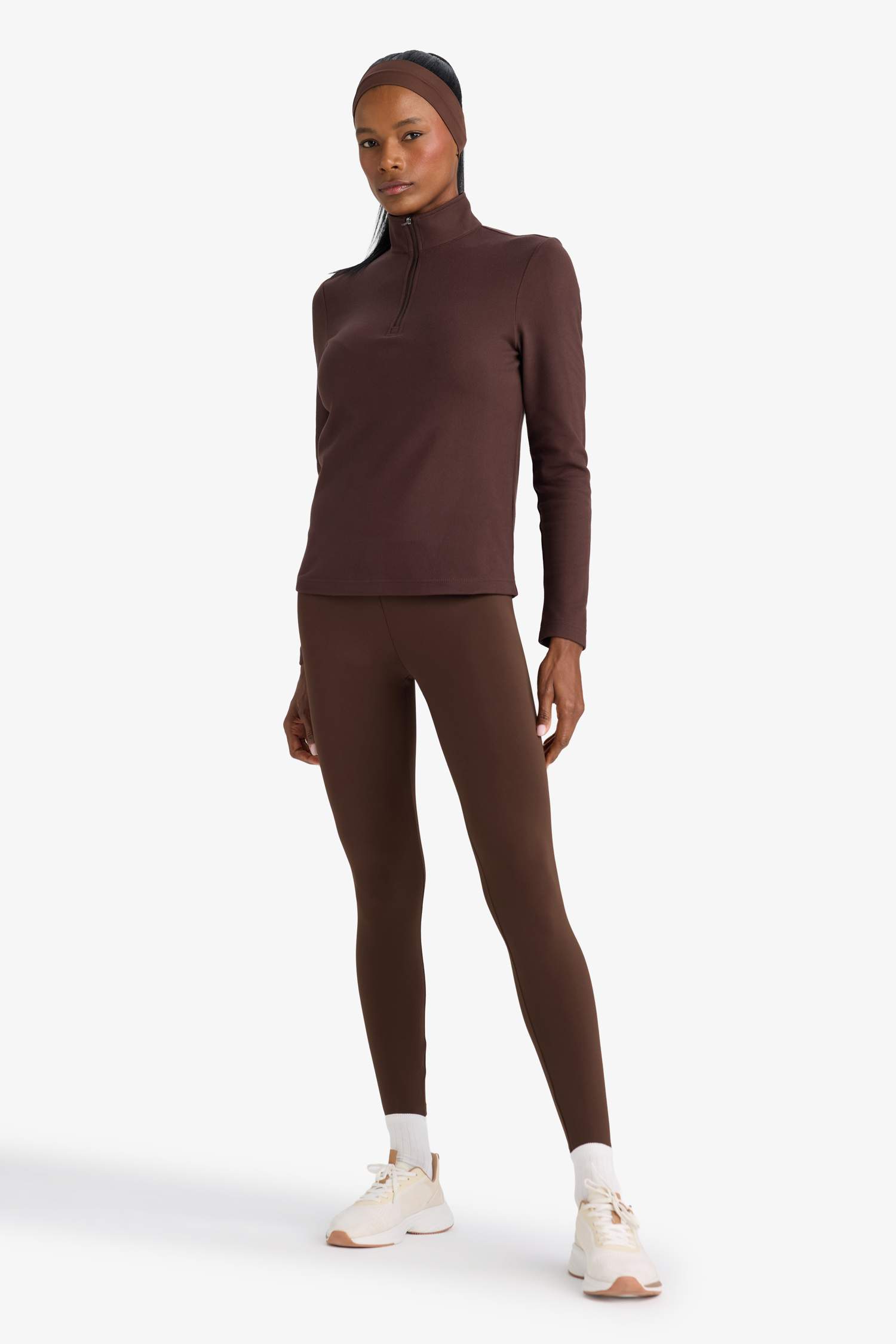 DefactoFit Toparlayıcı Yüksek Bel İçi Yumuşak Tüylü Beli Saran Basic Düz Sporcu Tayt