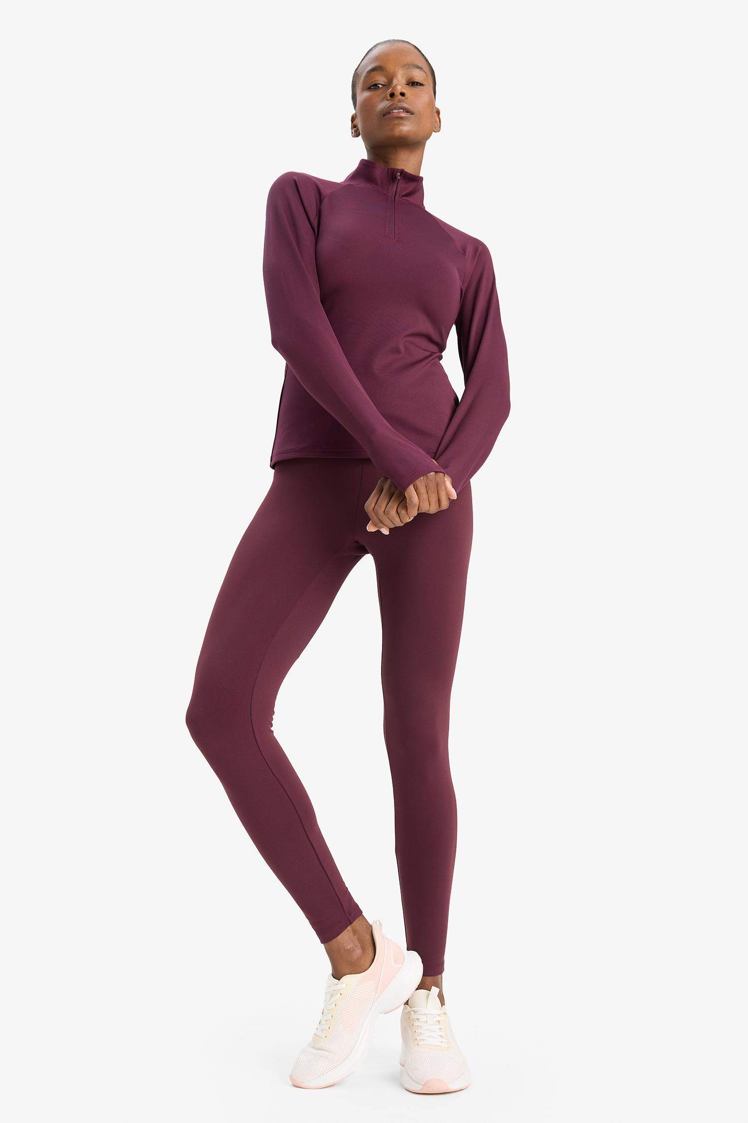 DeFactoFit Toparlayıcı Yüksek Bel İçi Yumuşak Tüylü Beli Saran Basic Düz Sporcu Tayt