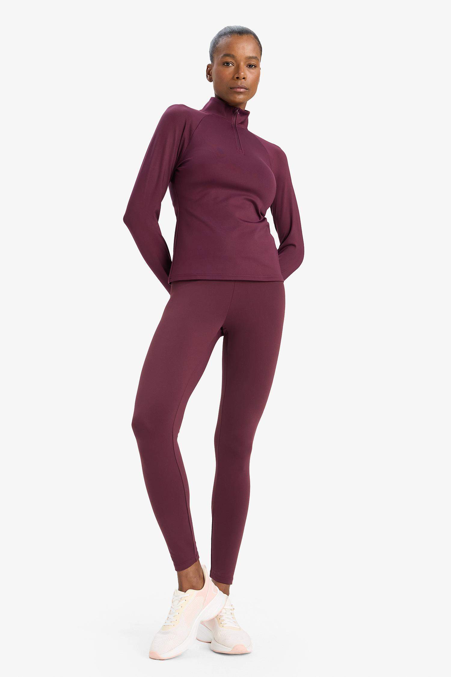 DeFactoFit Toparlayıcı Yüksek Bel İçi Yumuşak Tüylü Beli Saran Basic Düz Sporcu Tayt