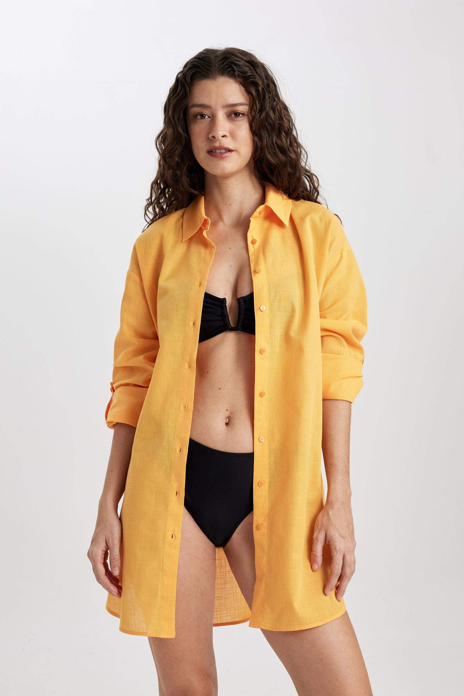 Regular Fit Pamuklu Plaj Gömleği-Fall in Love