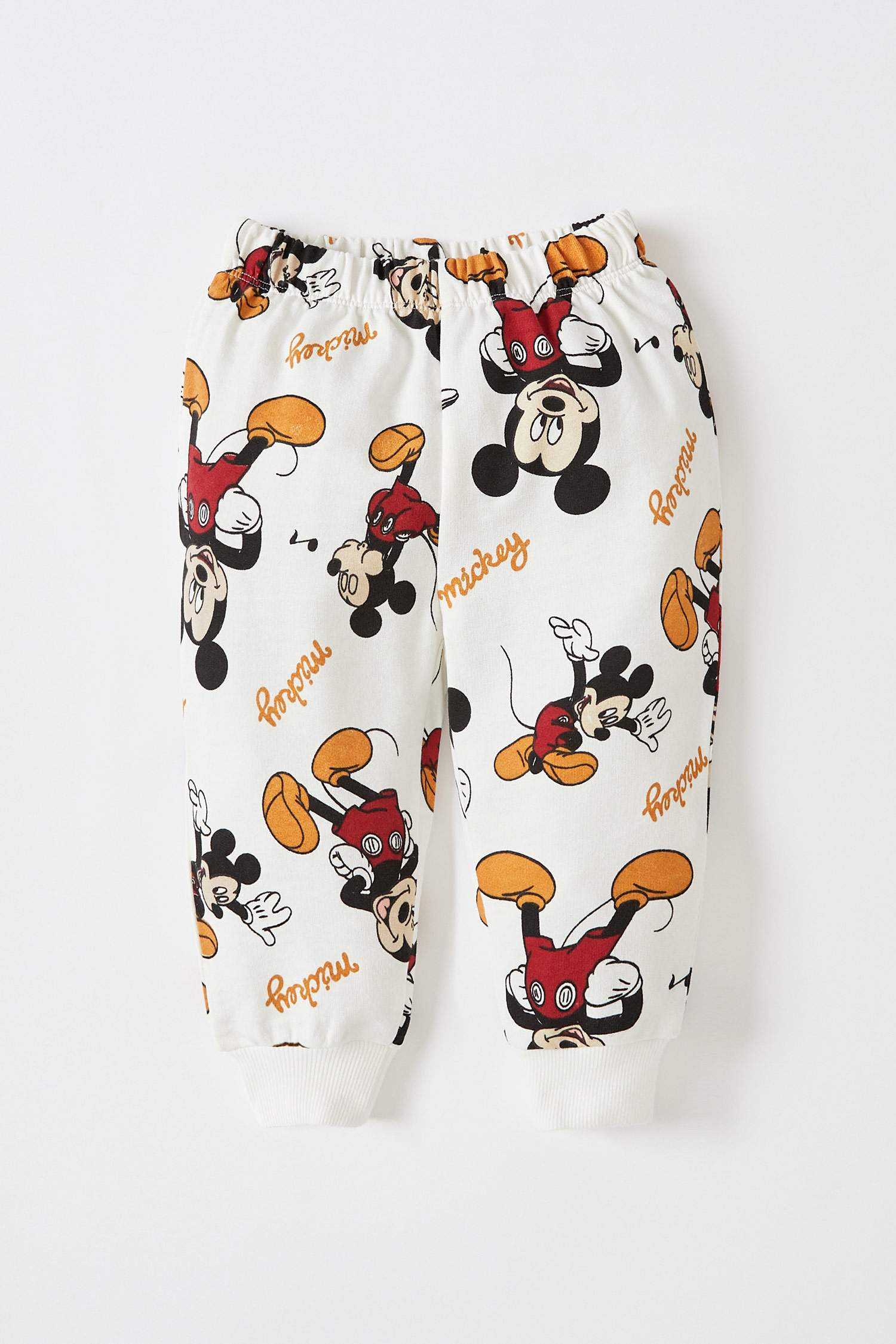 طقم قماش رقيق بياقة مستديرة من ديزني ميكي وميني من قطعتين