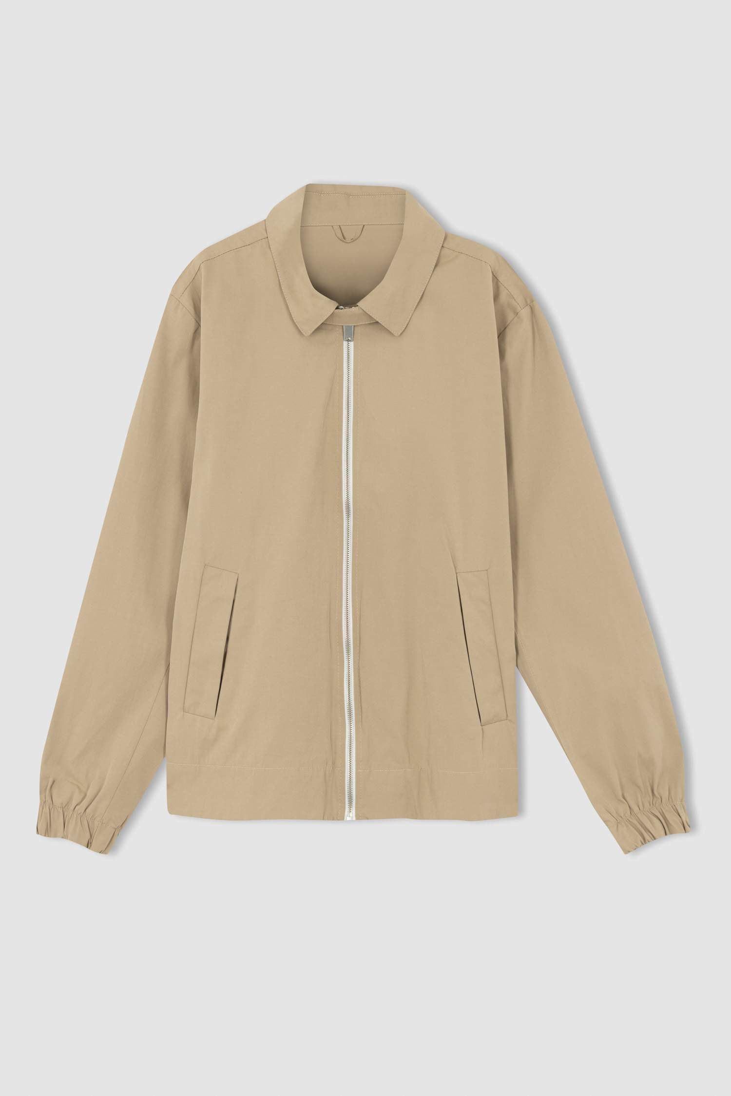 Regular Fit Polo Yaka Fermuar Kapamalı Mevsimlik İnce Mont Ceket