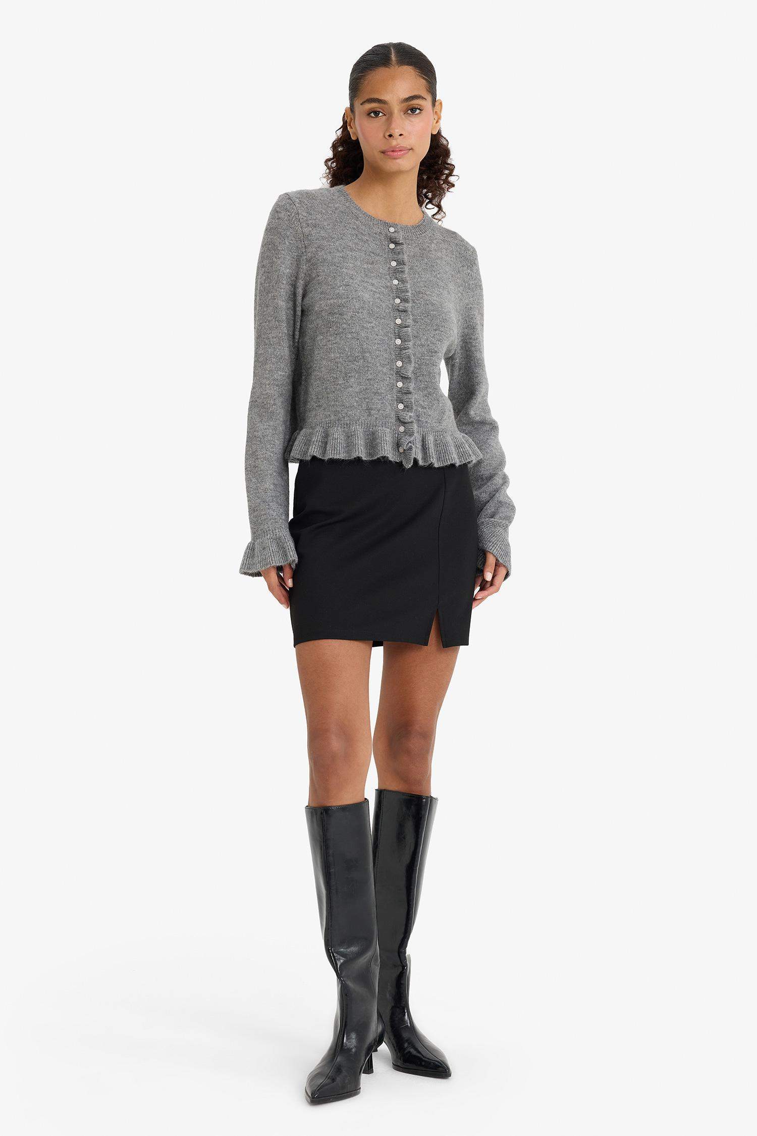 A Cut Slit Mini Skirt