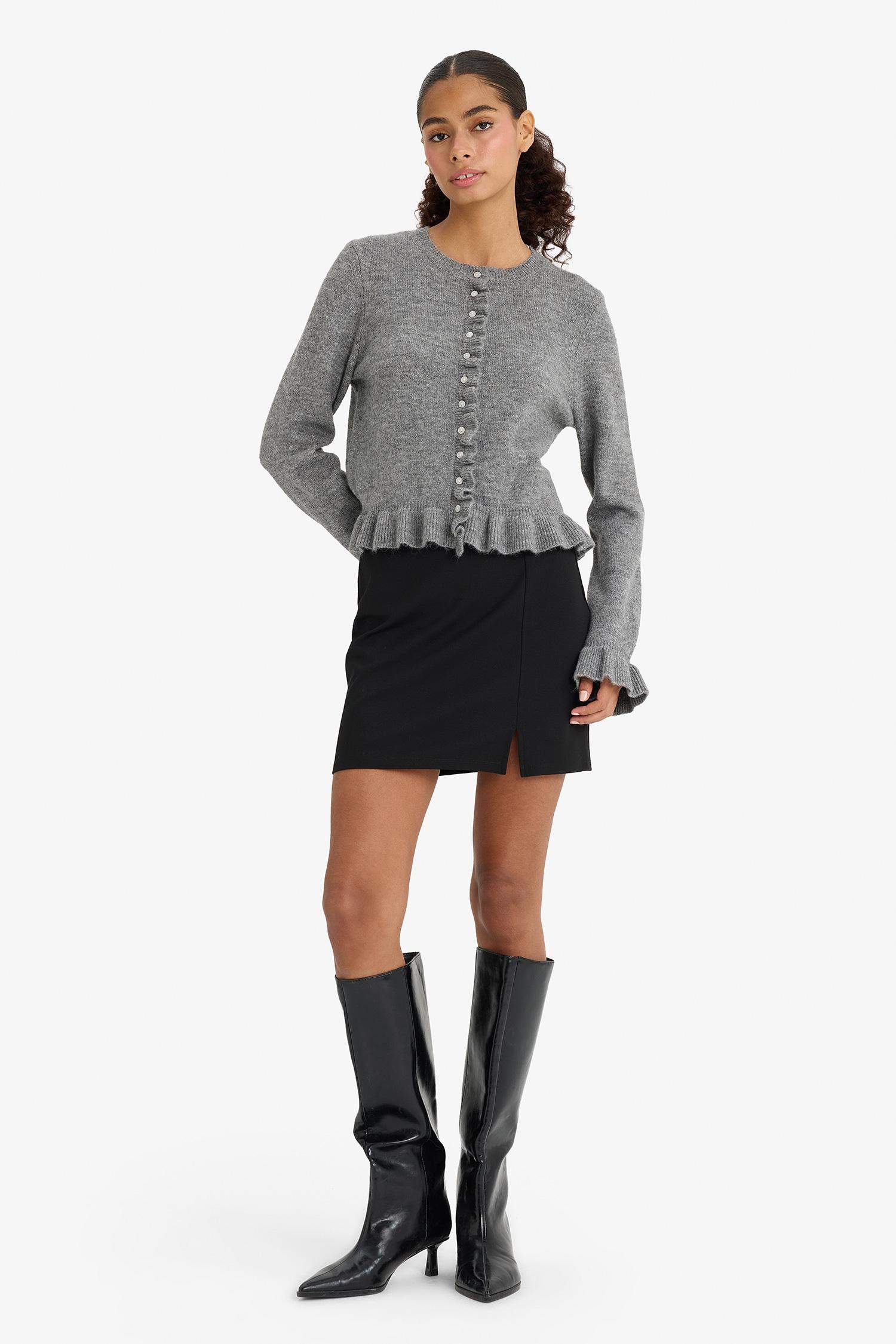 A Cut Slit Mini Skirt