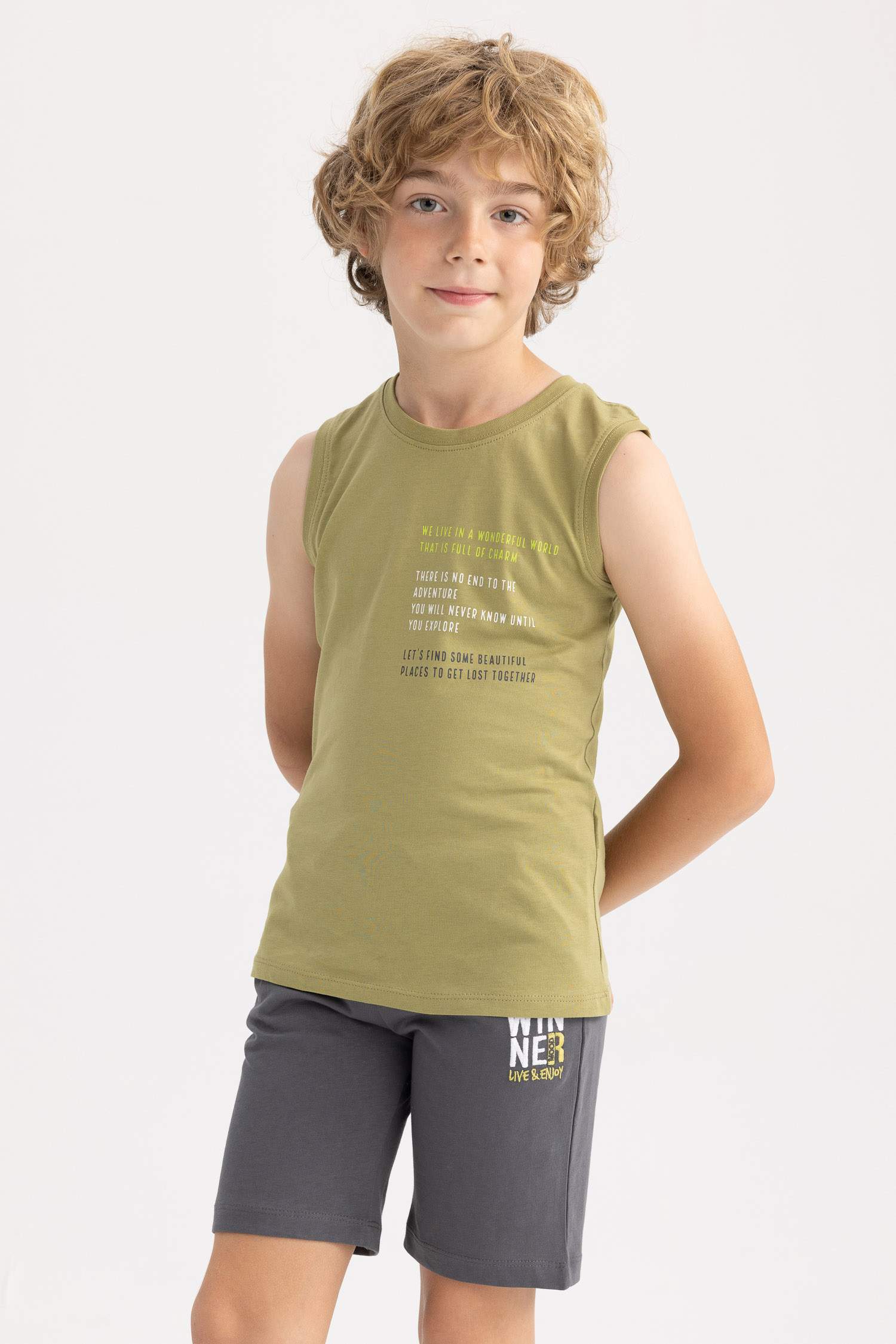 Débardeur basique imprimé à col rond pour garçon
