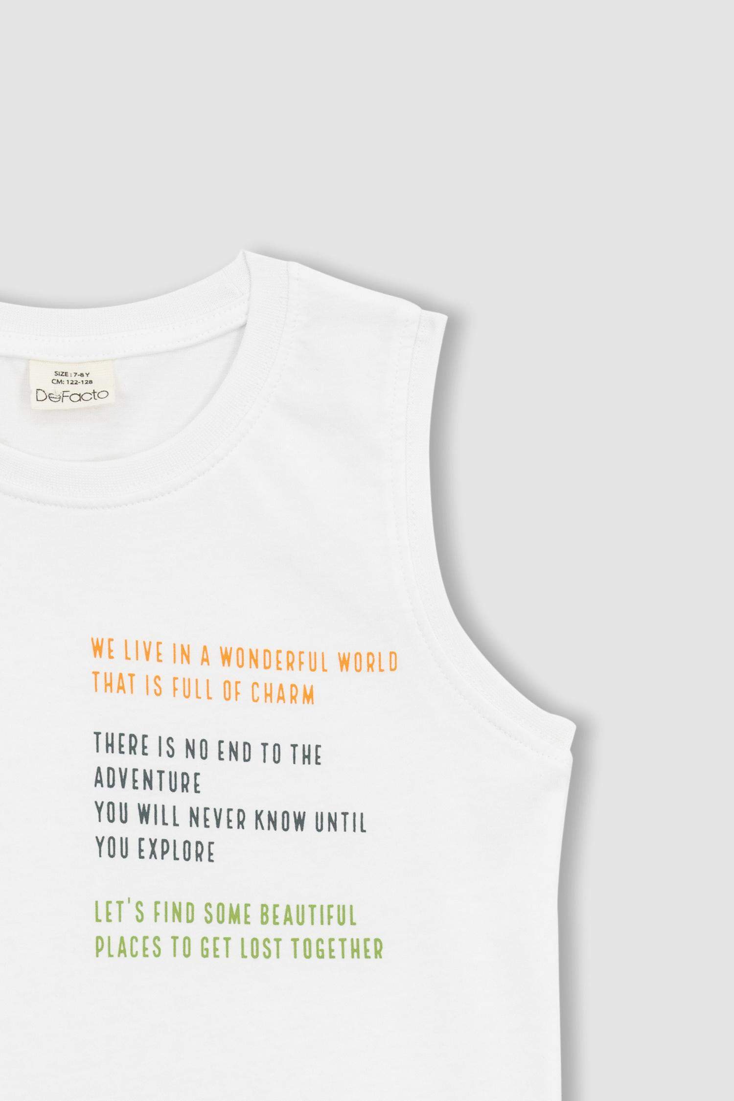 Erkek Çocuk Regular Fit Baskılı Pamuklu Penye Atlet