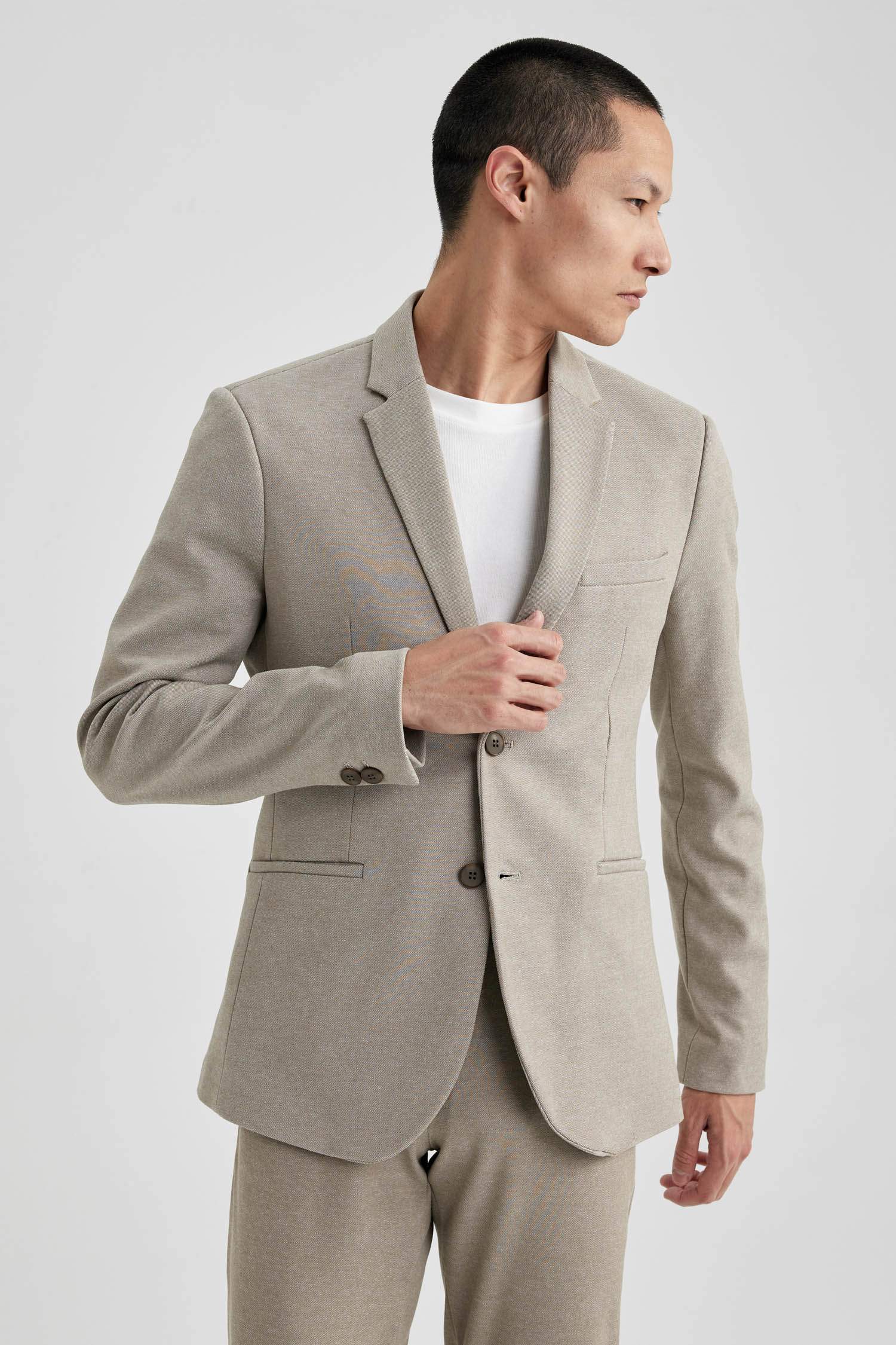 Slim Fit Dar Kesim Astarlı Blazer Ceket