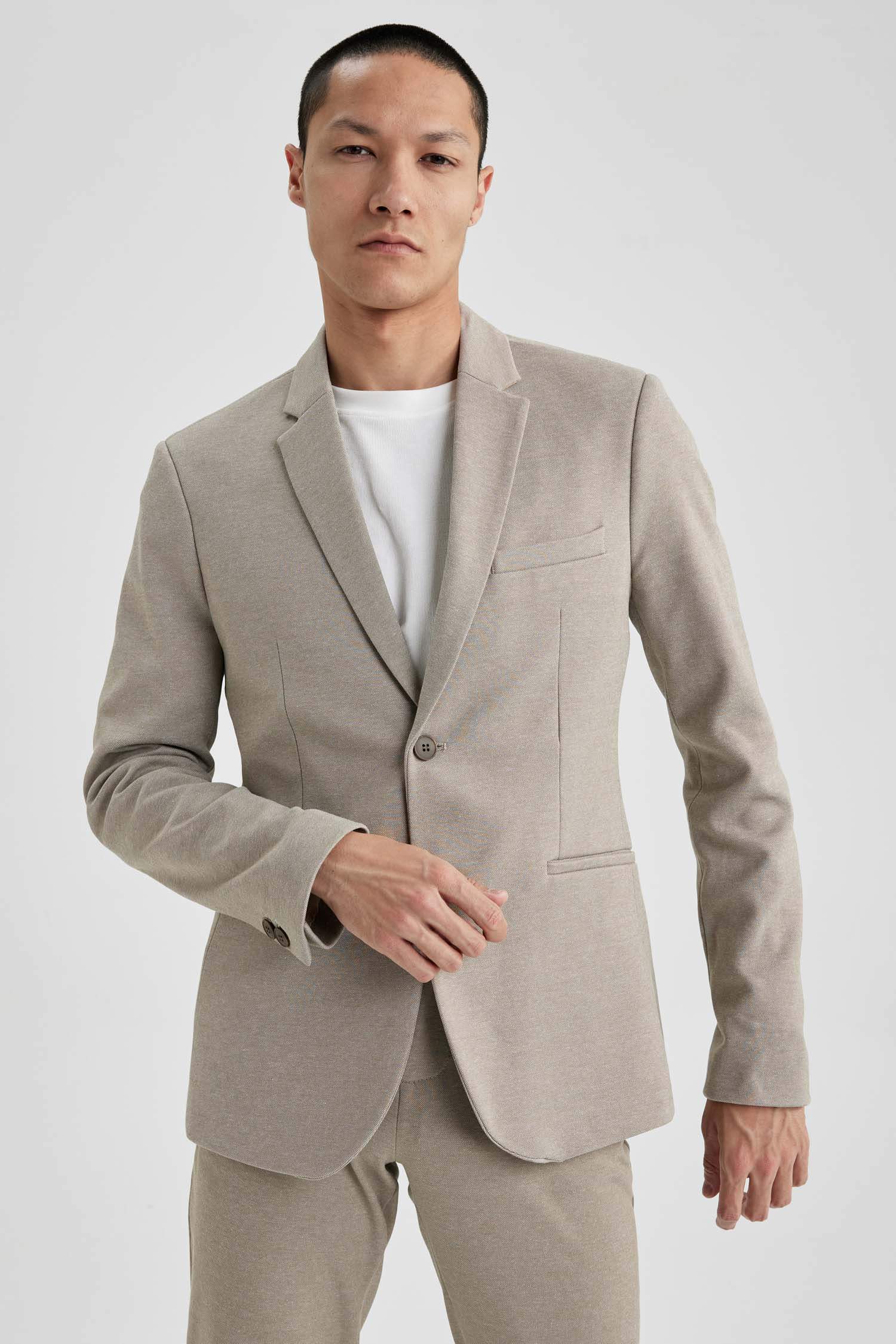 Slim Fit Dar Kesim Astarlı Blazer Ceket