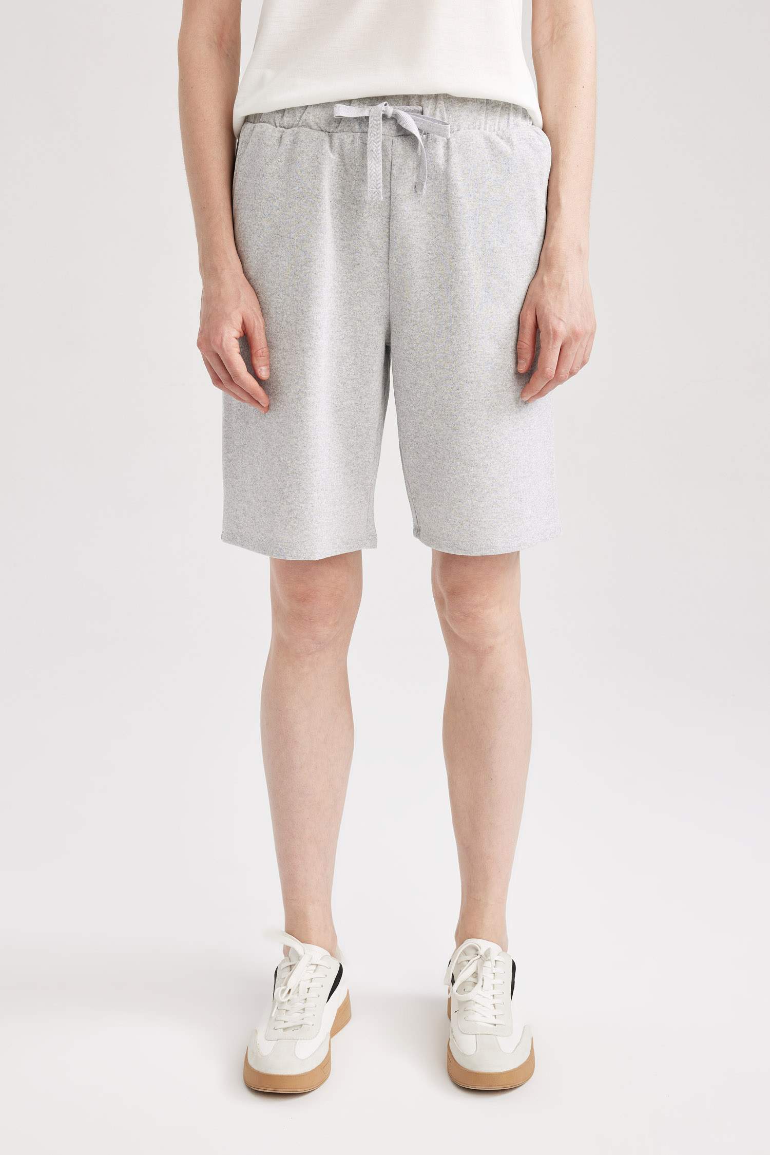 Regular Beli Bağcıklı Bermuda %100 Pamuk Şort