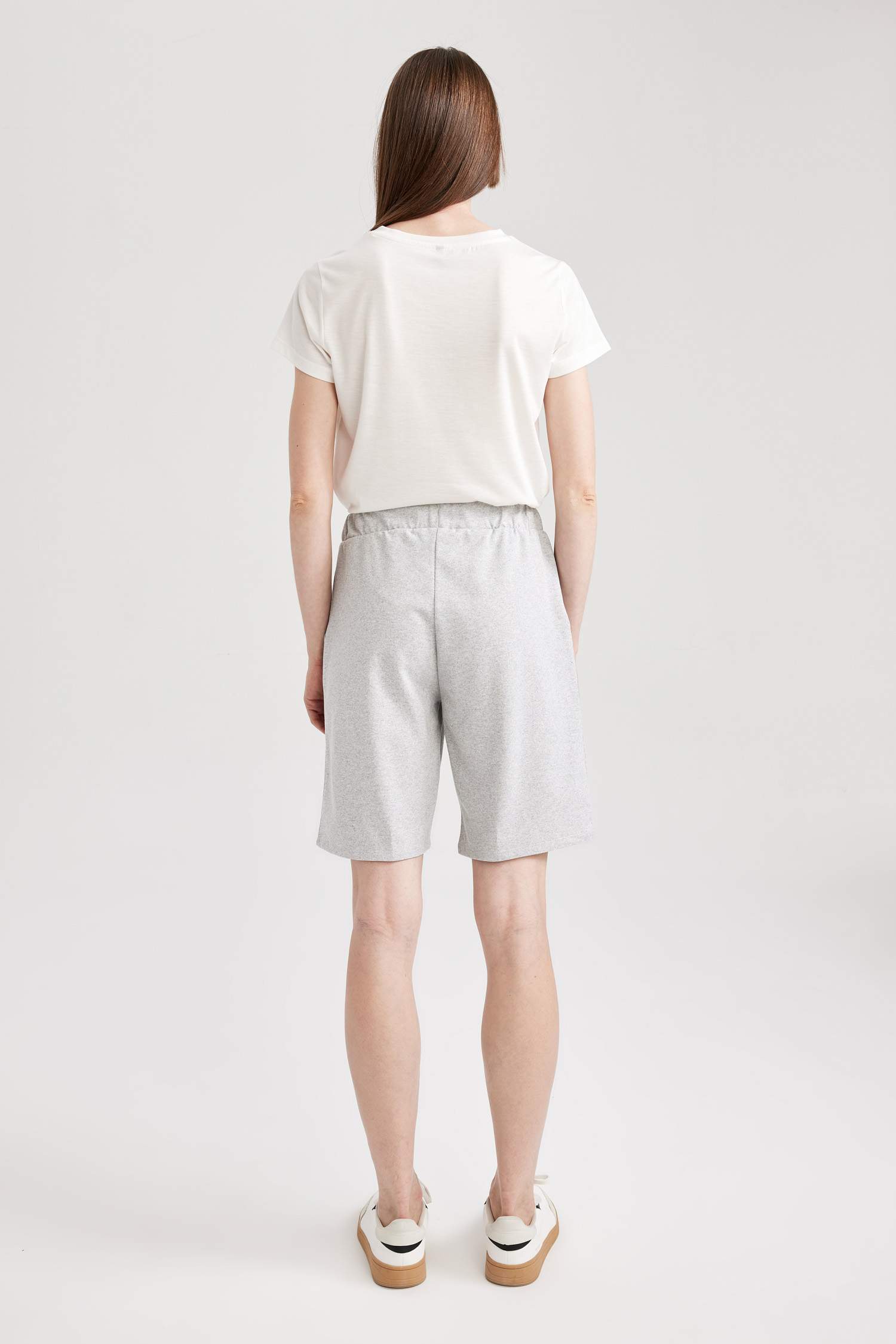 Regular Beli Bağcıklı Bermuda %100 Pamuk Şort