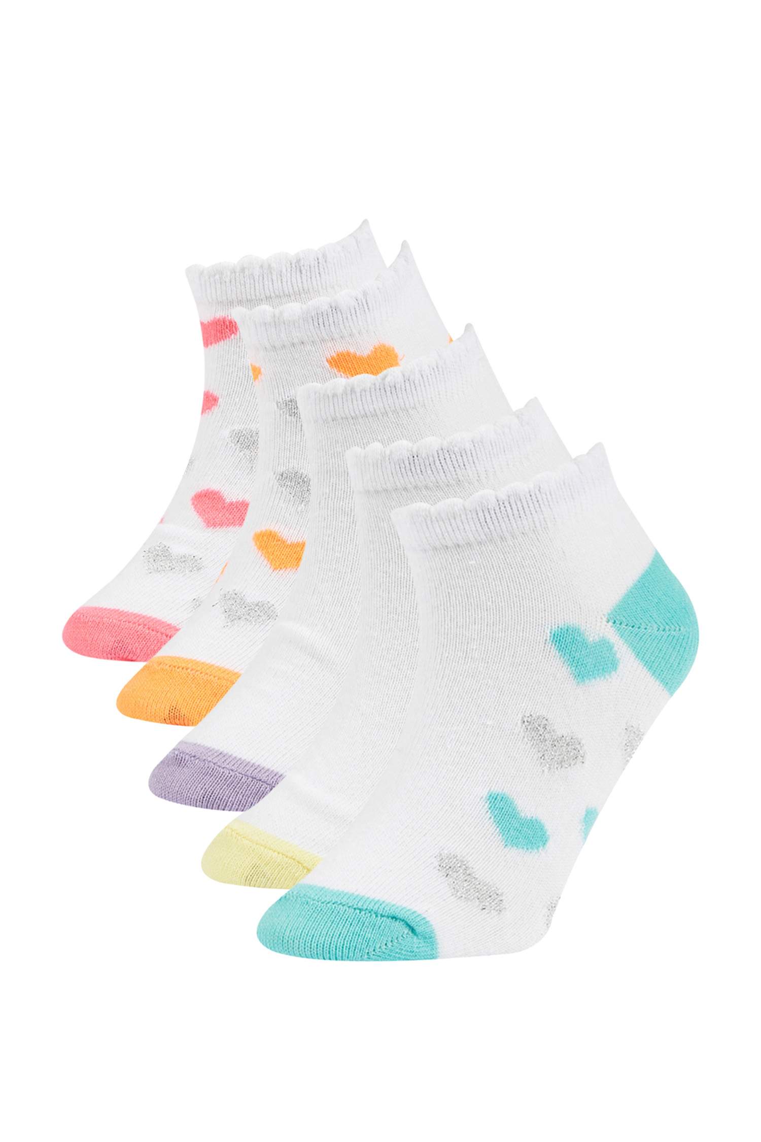 Girls' Cotton 5 Pack Short Socks