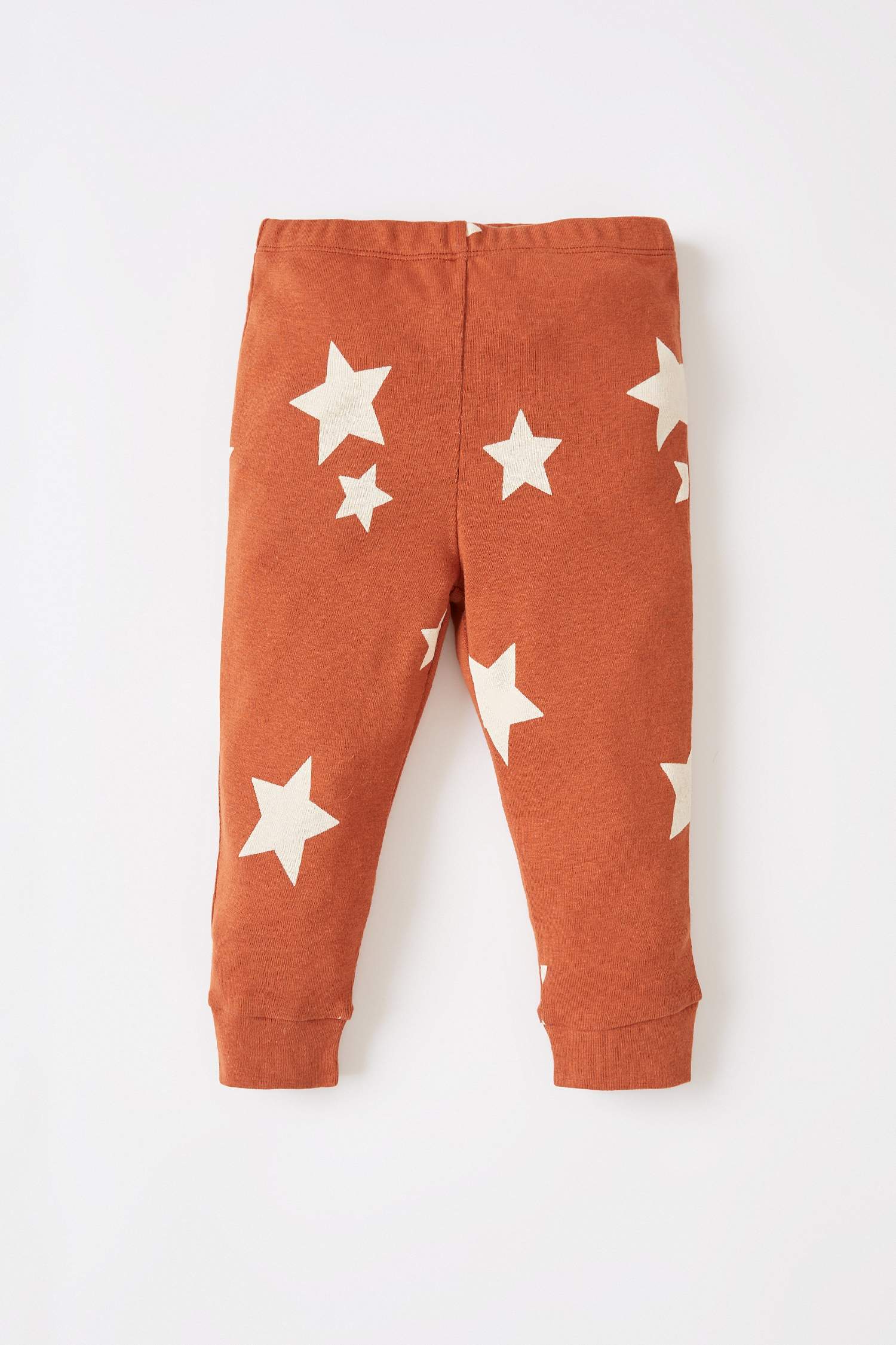 Brown Baby Boy Baby Boy Star Patterned Long Sleeve Cotton Pajamas Set