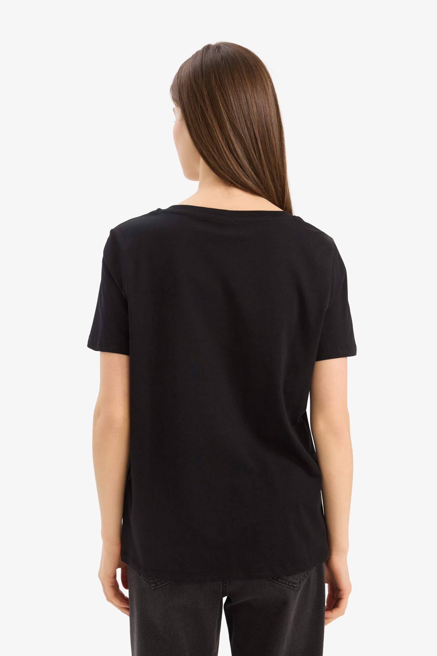 Regular Fit V Neck Cotton Basic T-Shirt