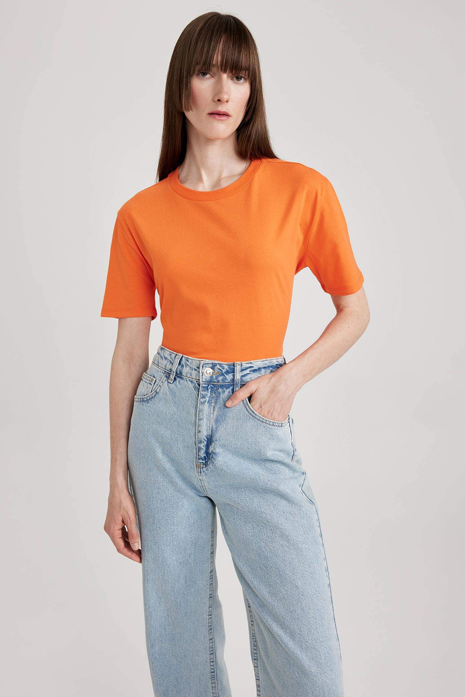 Regular Fit Crew Neck Short Sleeve Cotton T-Shirt