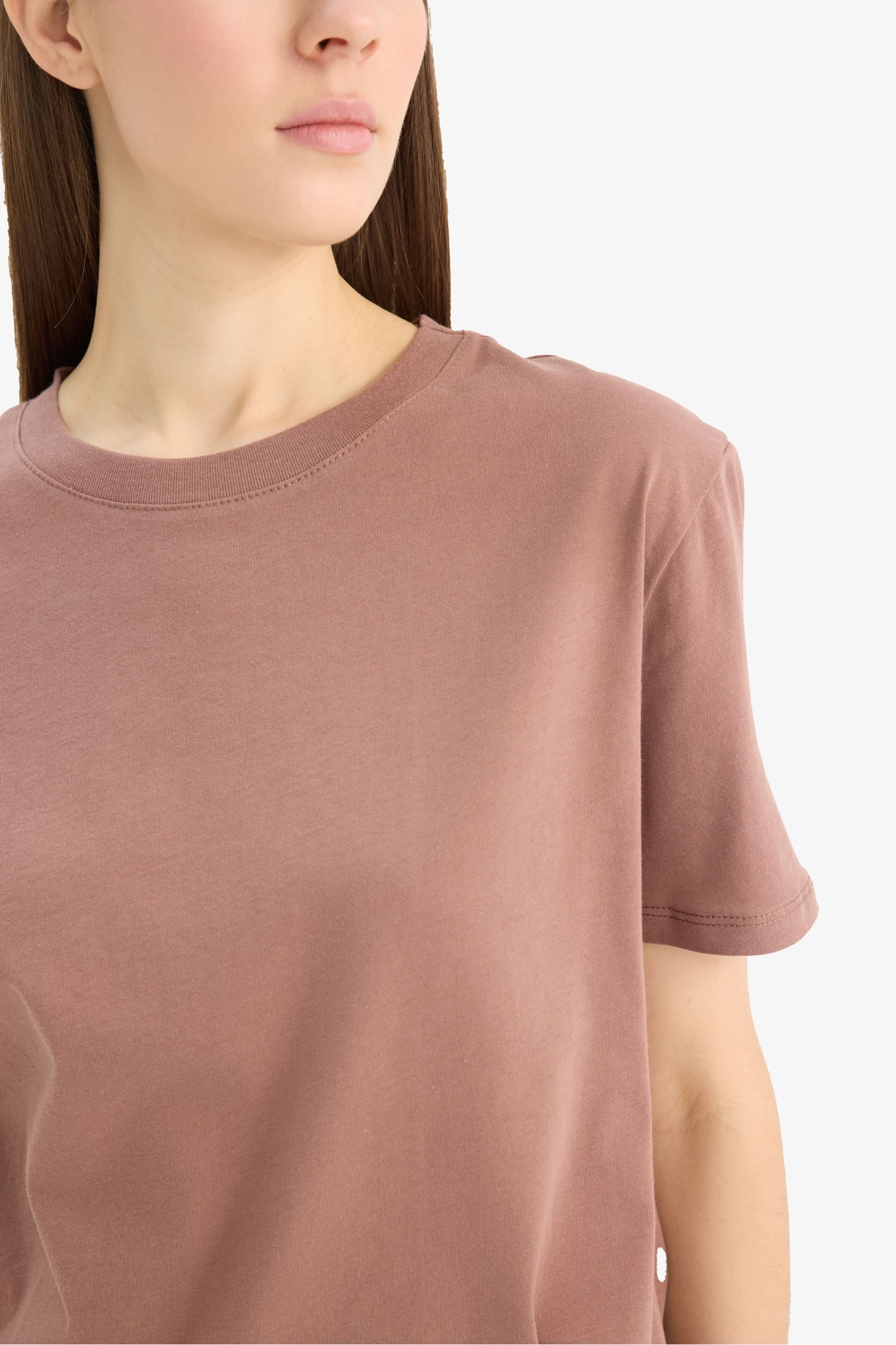 Regular Fit Bisiklet Yaka Basic Düz Penye Kısa Kollu Tişört