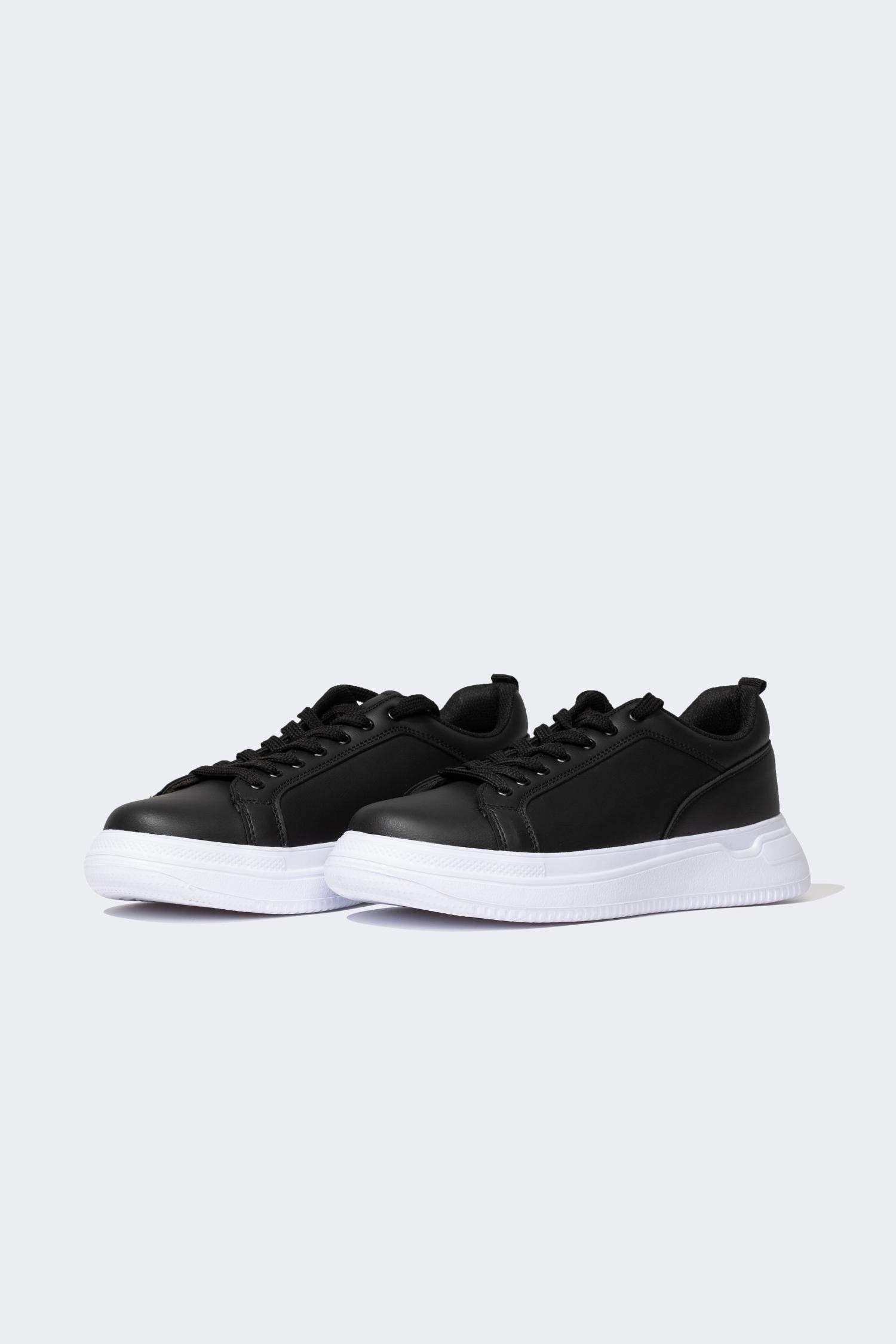 Men High-Sole Lace-up Faux Leather Sneaker