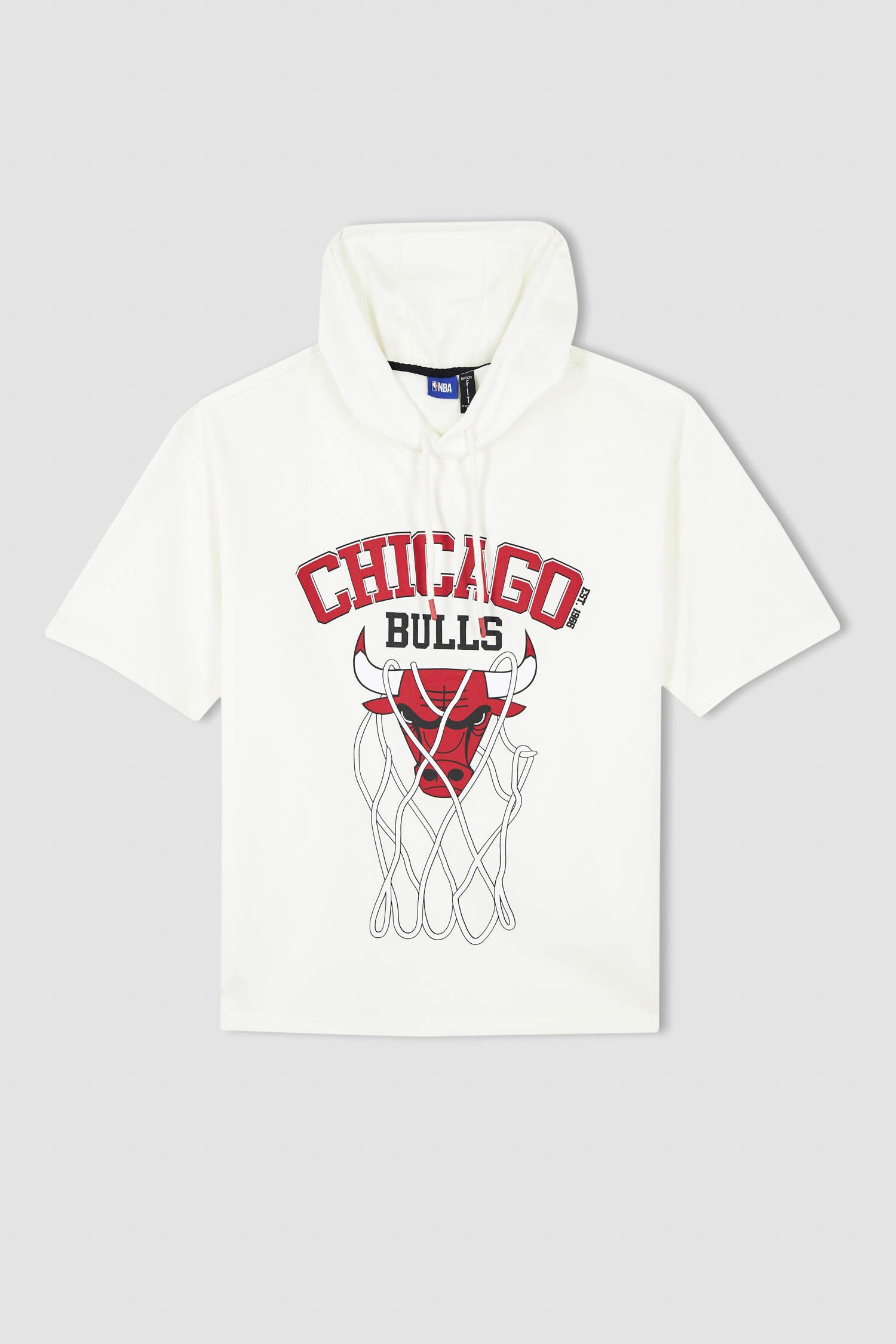 Defacto Fit NBA Chicago Bulls Oversize Fit Kapüşonlu Tişört. 8