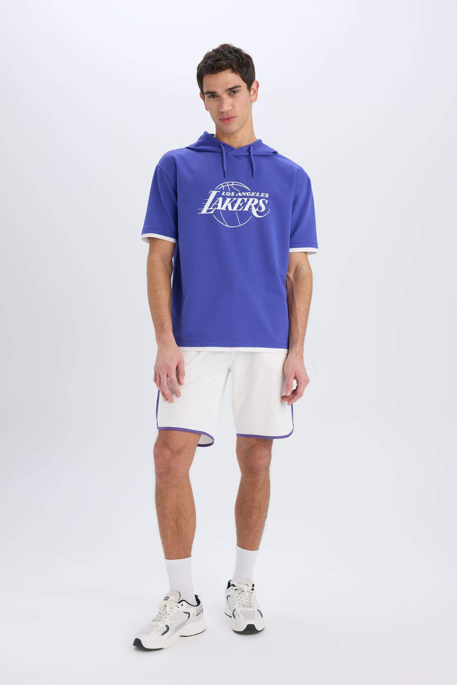 DeFactoFit NBA Los Angeles Lakers Standart Fit Kısa Paça Şort