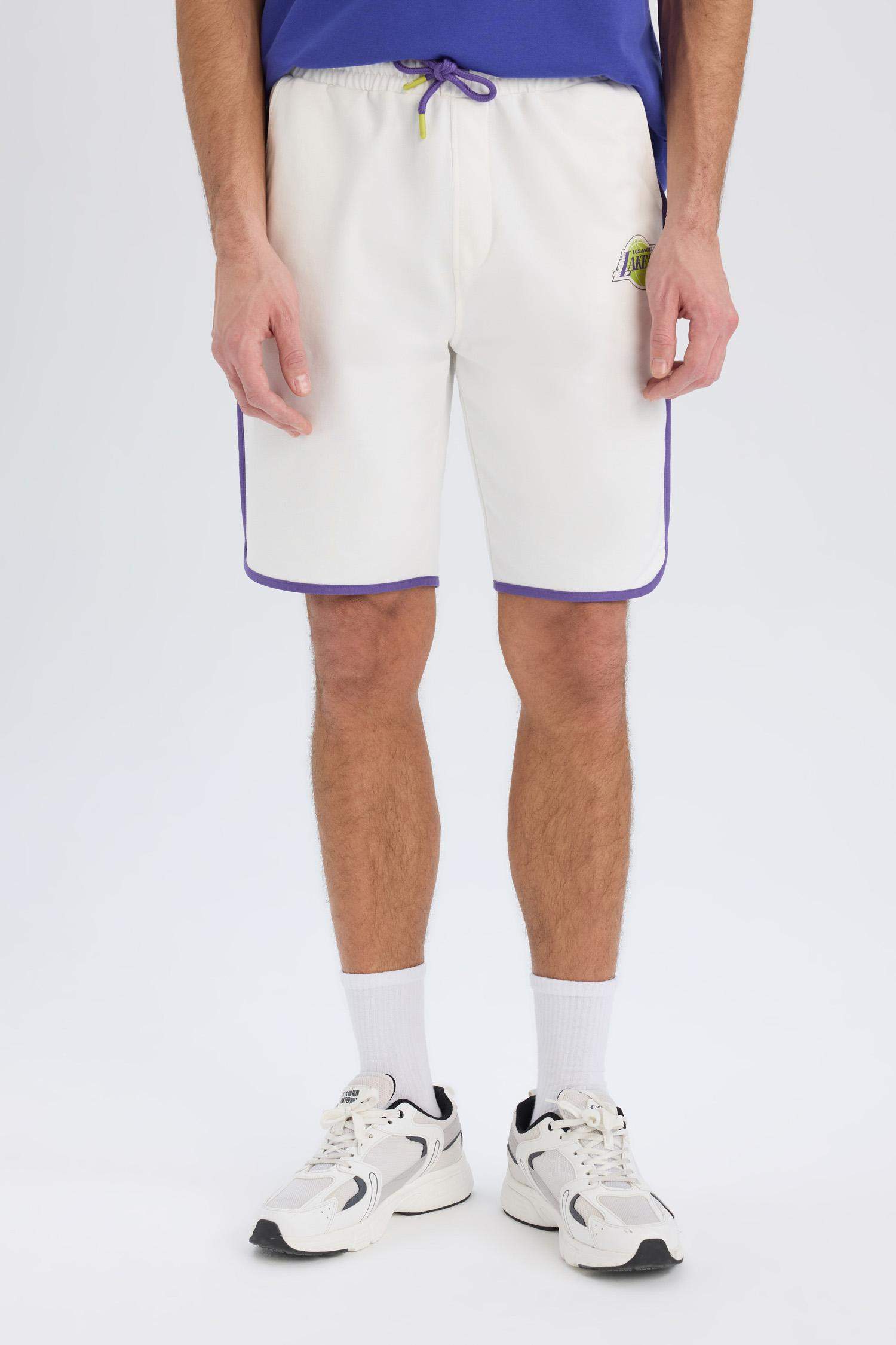 DeFactoFit NBA Los Angeles Lakers Standart Fit Kısa Paça Şort