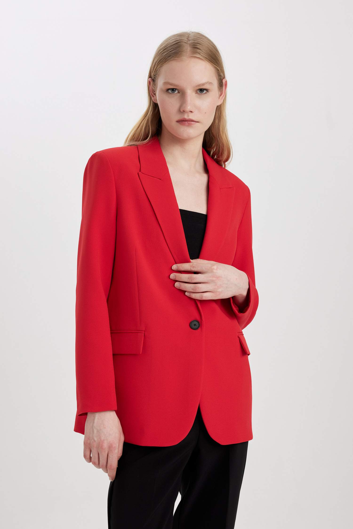 Red WOMAN Oversize Fit Red Blazer Jacket 3092839 | DeFacto