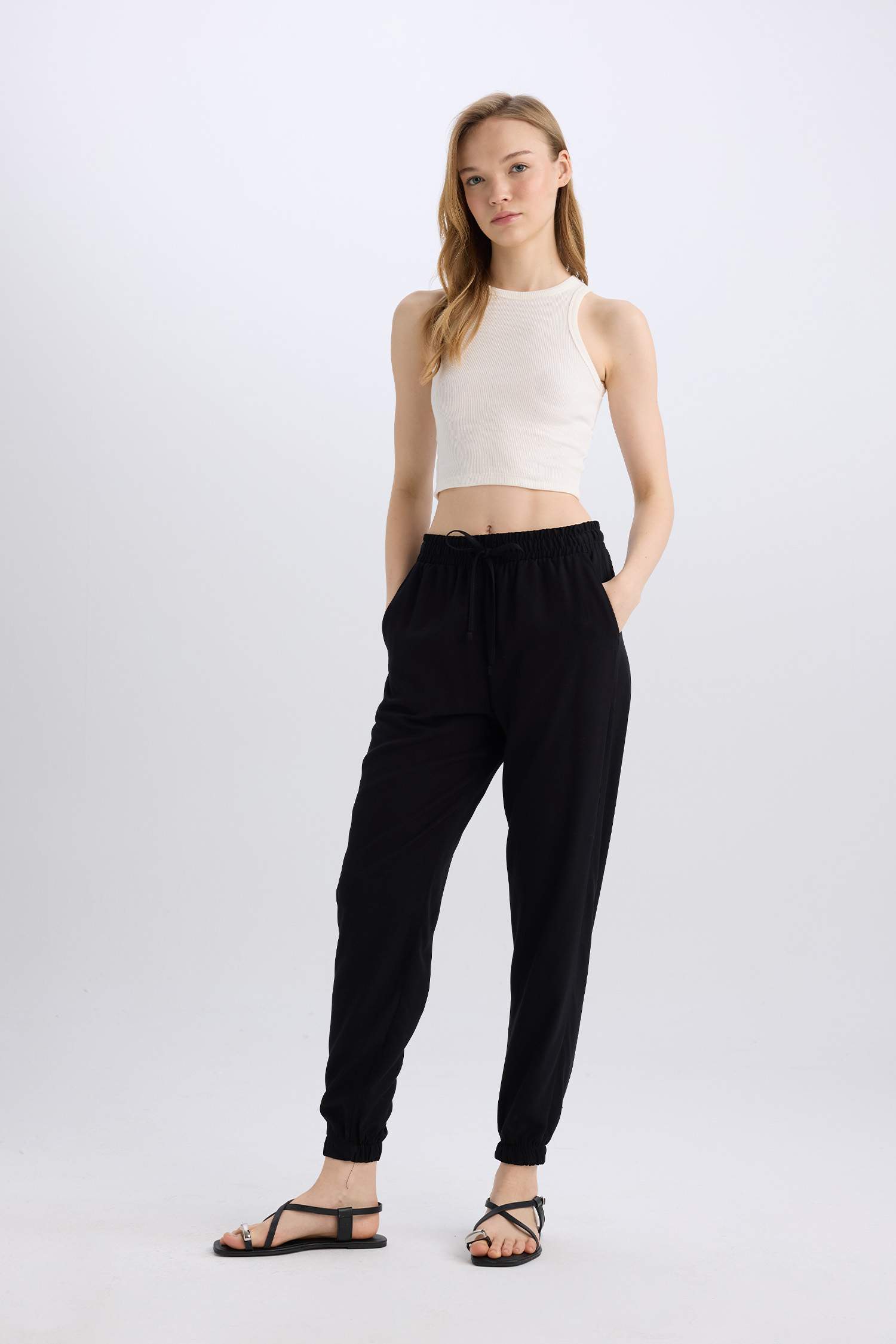 Jogger Normal Waist Ankle Length Viscose Trousers