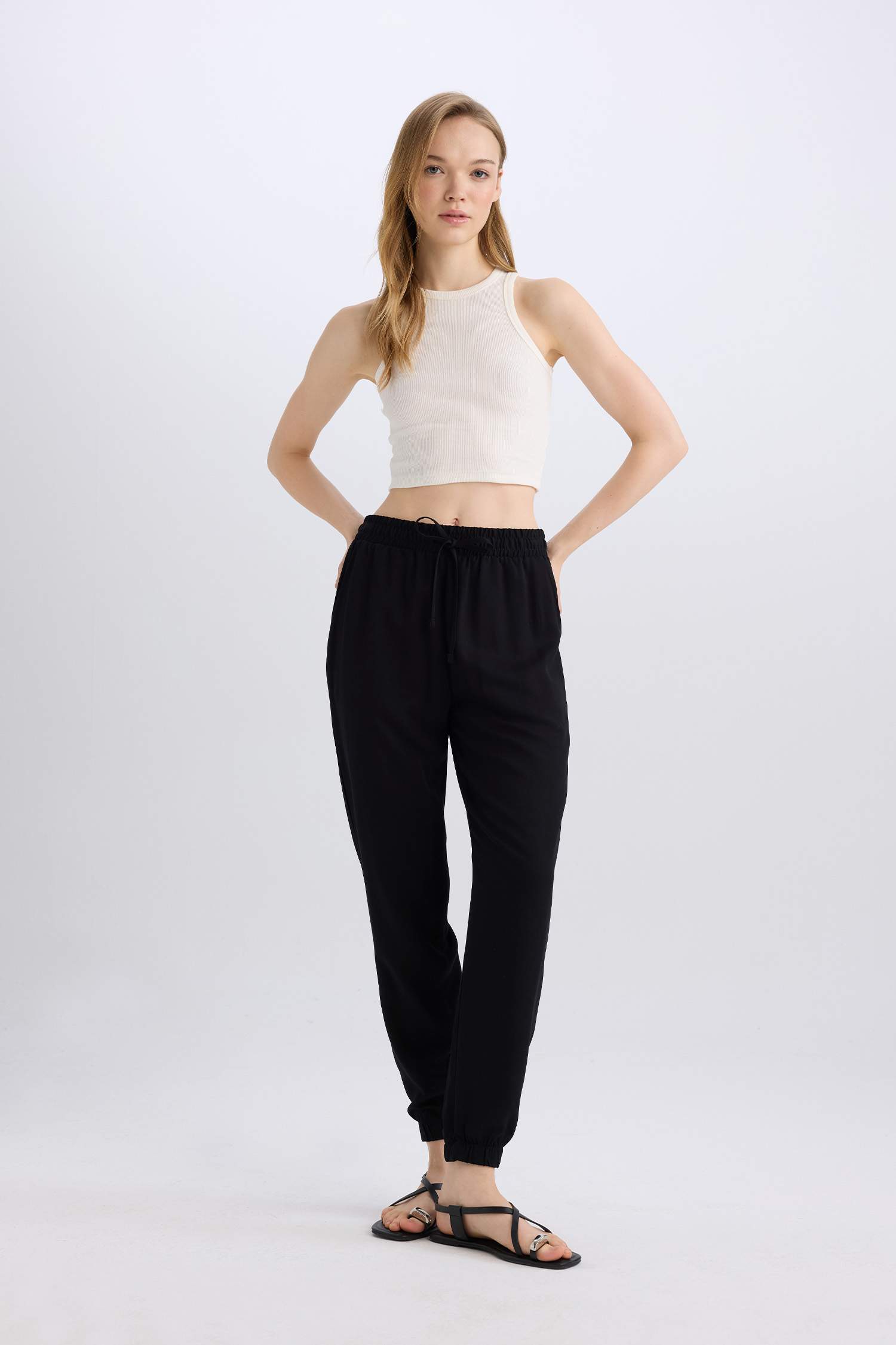 Jogger Normal Waist Ankle Length Viscose Trousers
