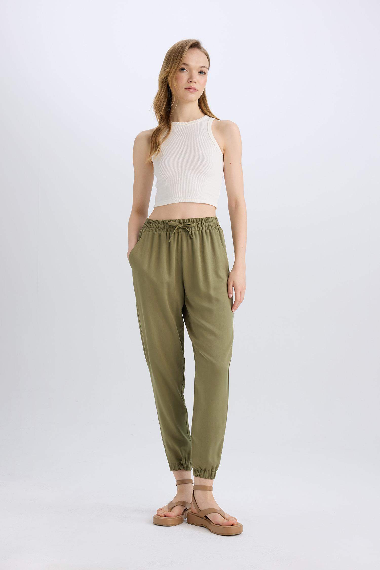 Брюки джоггеры стандартного кроя из вискозы с карманом и нормальной талией