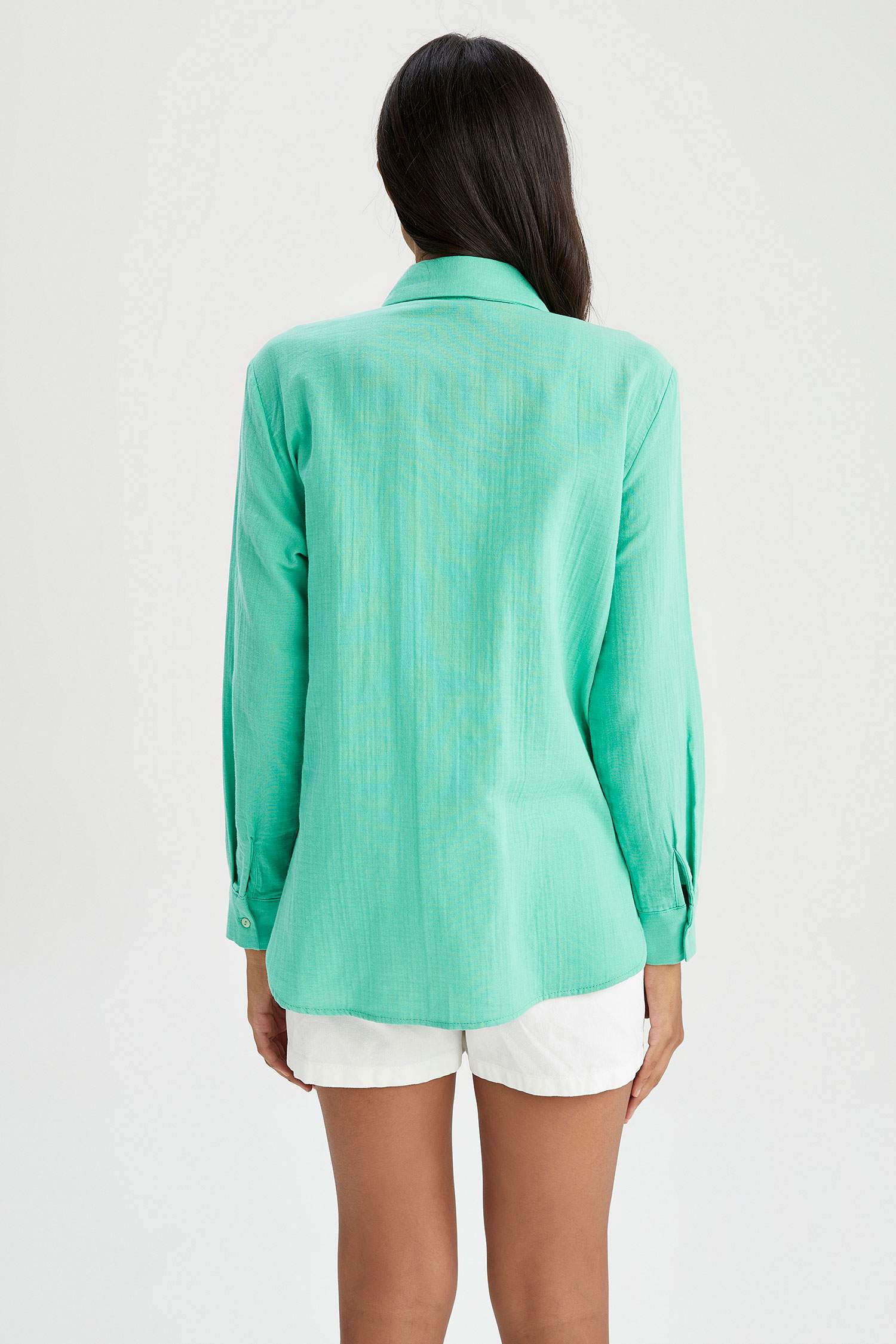 Turquoise WOMEN Oversized Long Sleeve Shirt 2529297 DeFacto