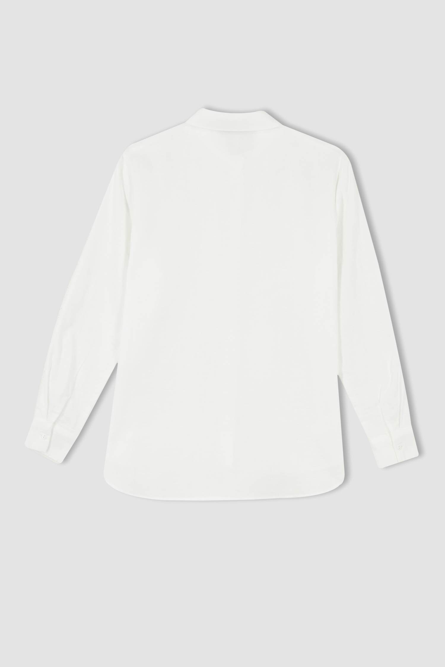 White Women Oversized Long Sleeve Shirt 2522537 Defacto