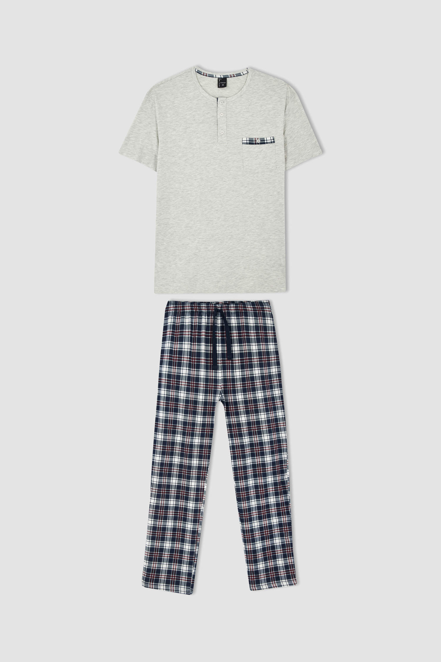 Defacto Fit Regular Fit Ekose Desenli Pijama Takımı. 7