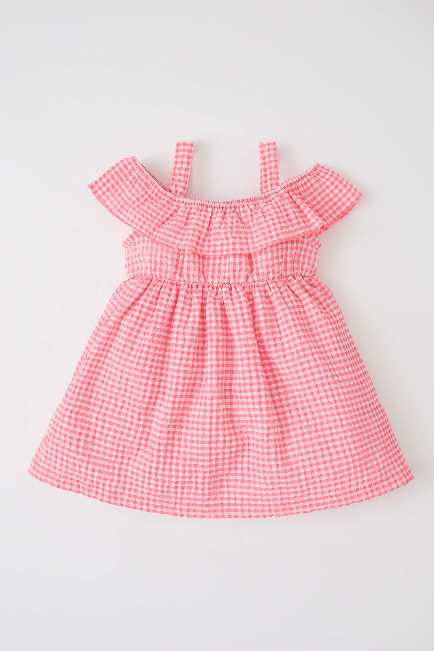 Pink BABY GIRL Baby Girl Gingham Dress with Straps and Ruffles 2529309