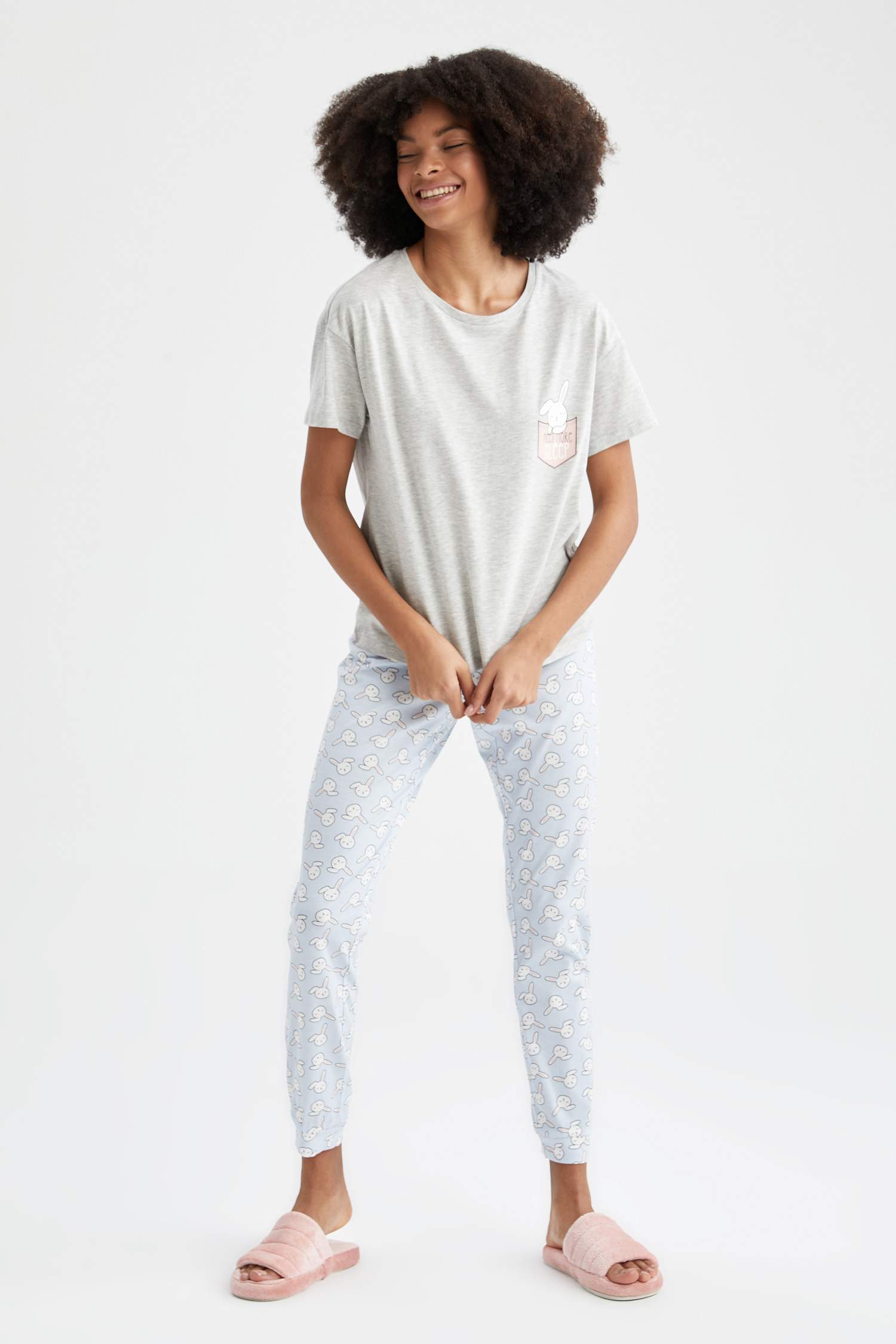 Ensemble de pyjama en coton à manches courtes et coupe régulière Fall in Love