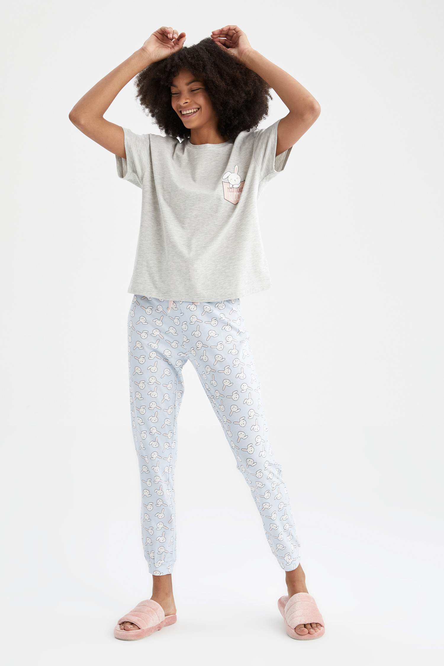 Ensemble de pyjama en coton à manches courtes et coupe régulière Fall in Love