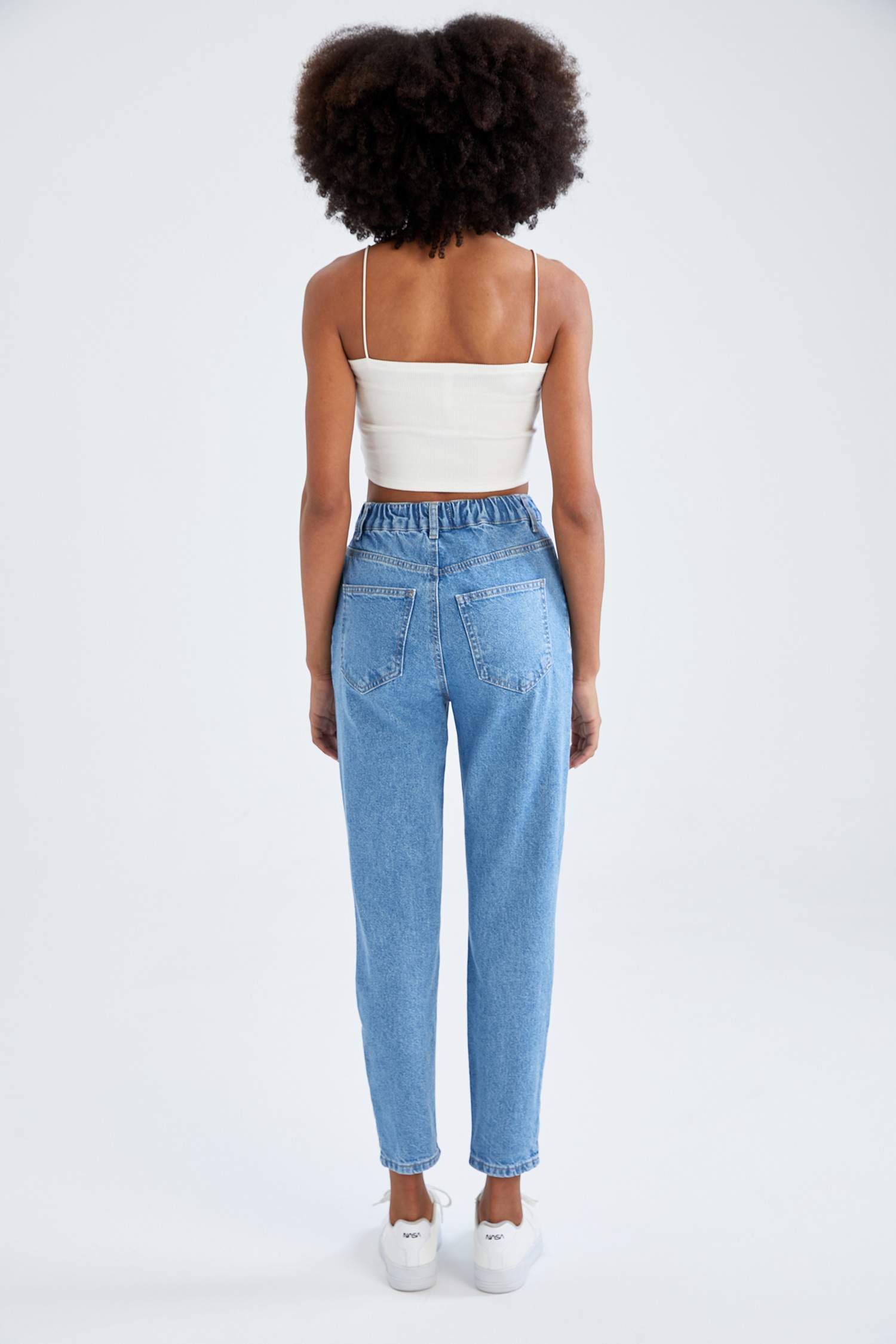 Blue WOMEN Mom Fit High Waisted Jean Trousers 2408414 DeFacto