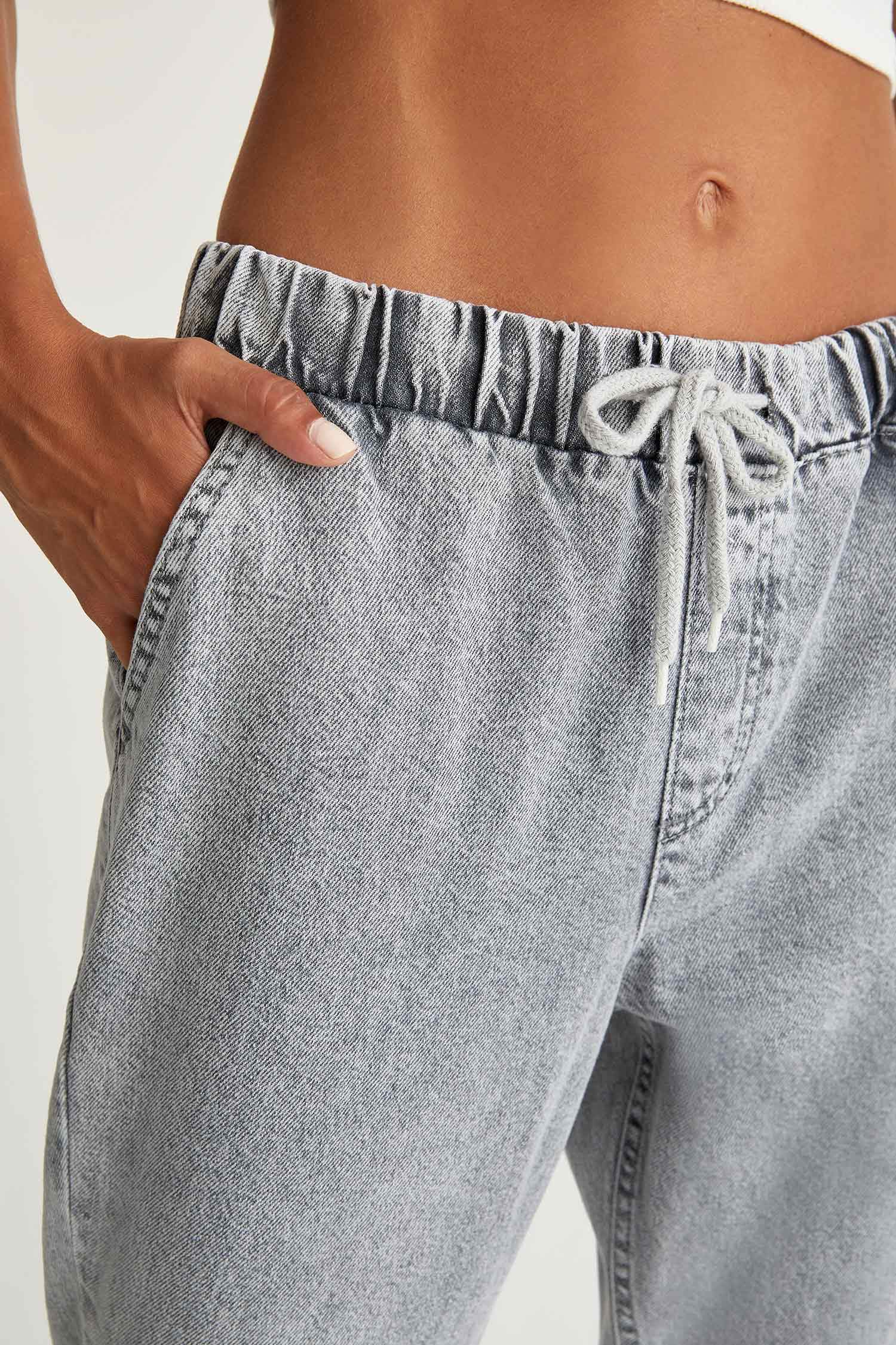 Jogger Yüksek Bel Jean %100 Pamuk Pantolon