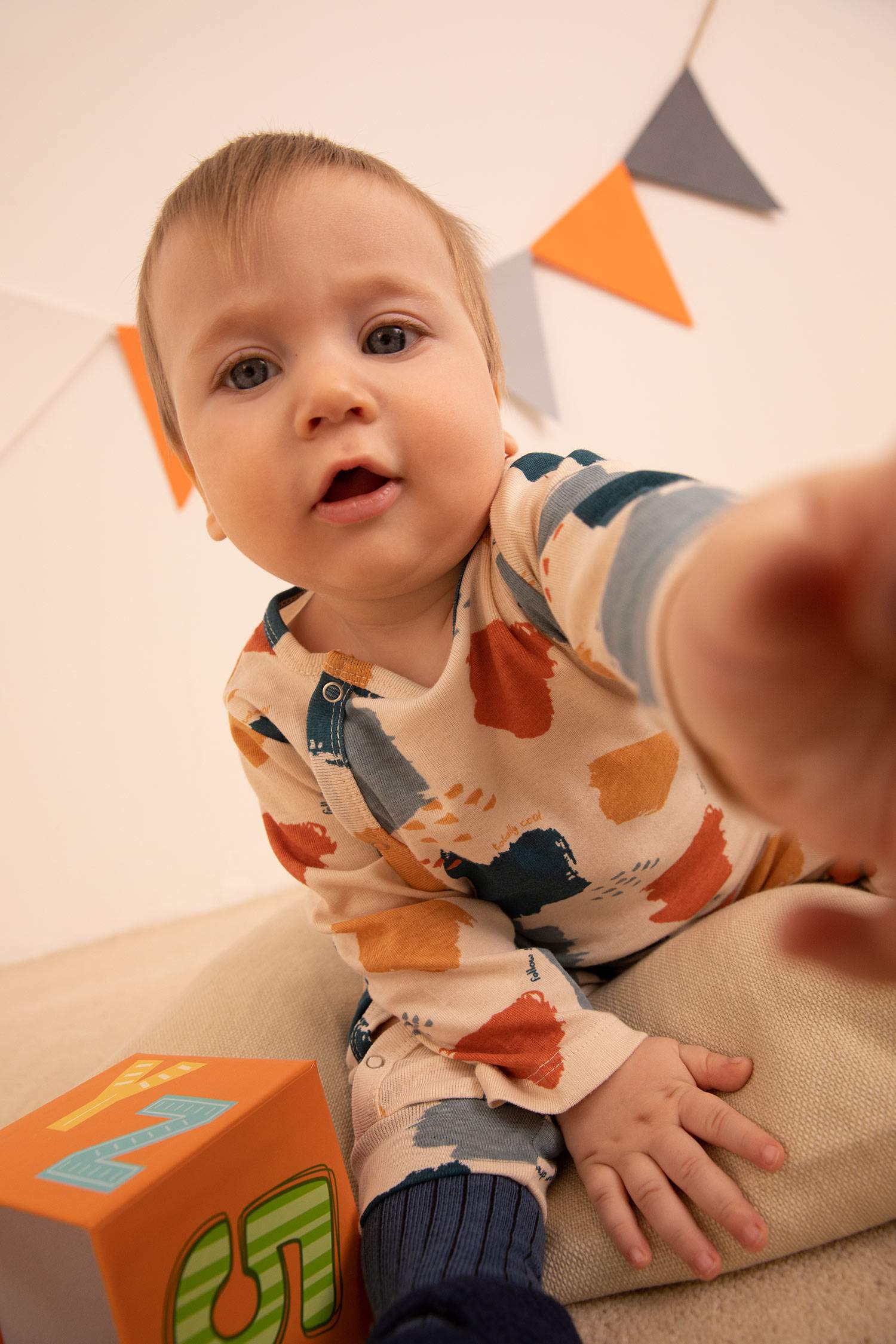 Baby Boy Patterned Newborn Long Sleeve Organic Cotton Rompers