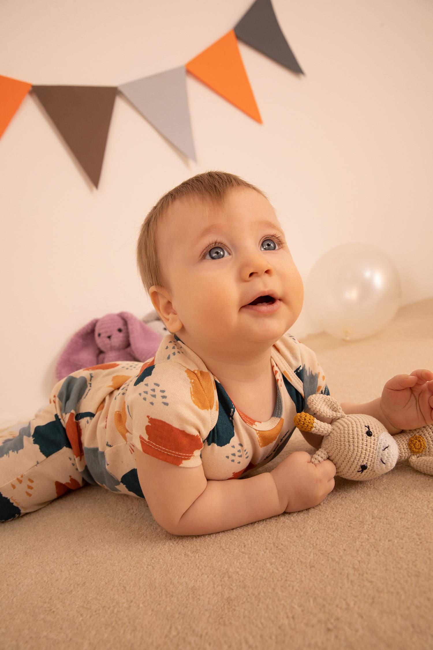 Baby Boy Patterned Newborn Long Sleeve Organic Cotton Rompers