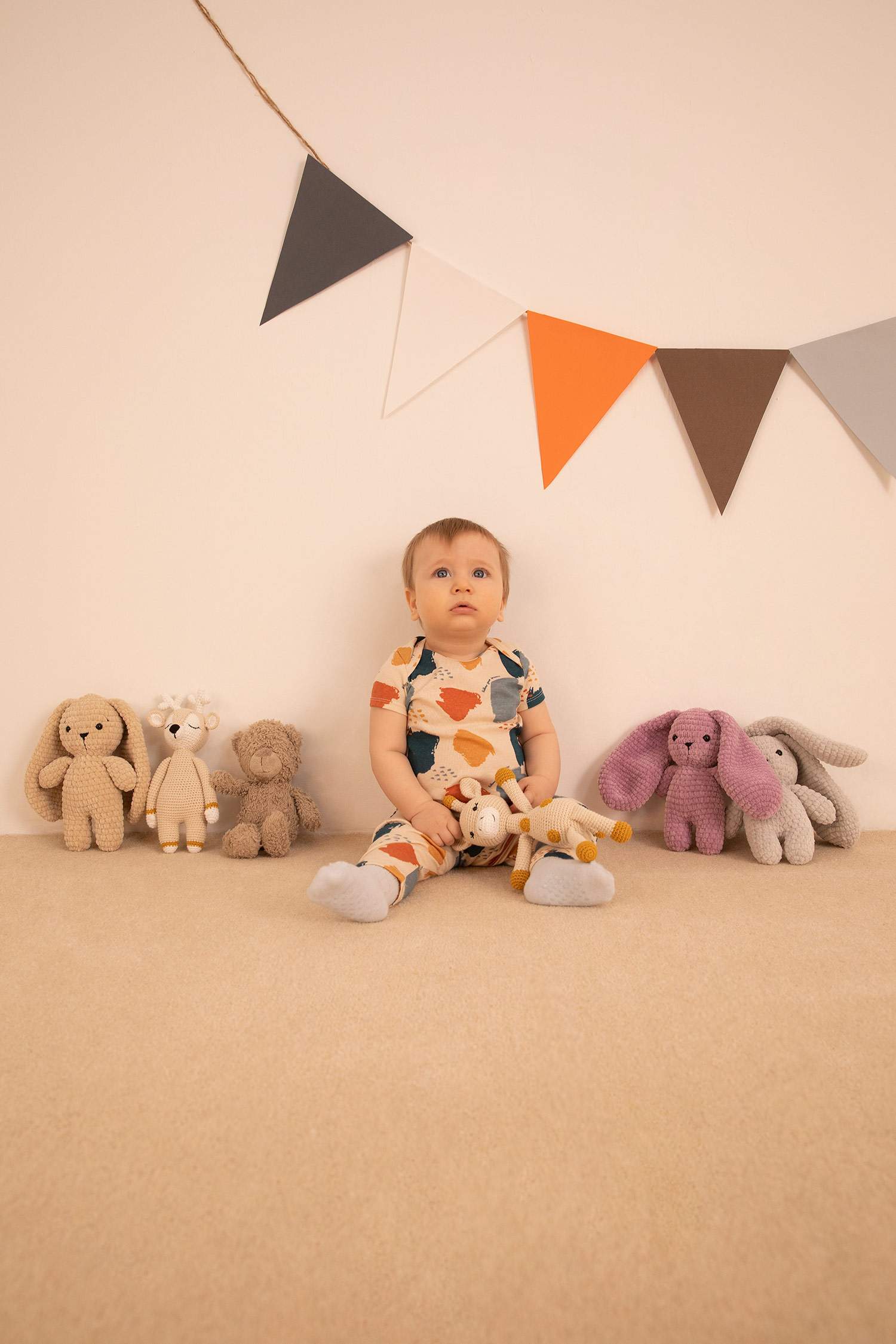 Baby Boy Patterned Newborn Long Sleeve Organic Cotton Rompers