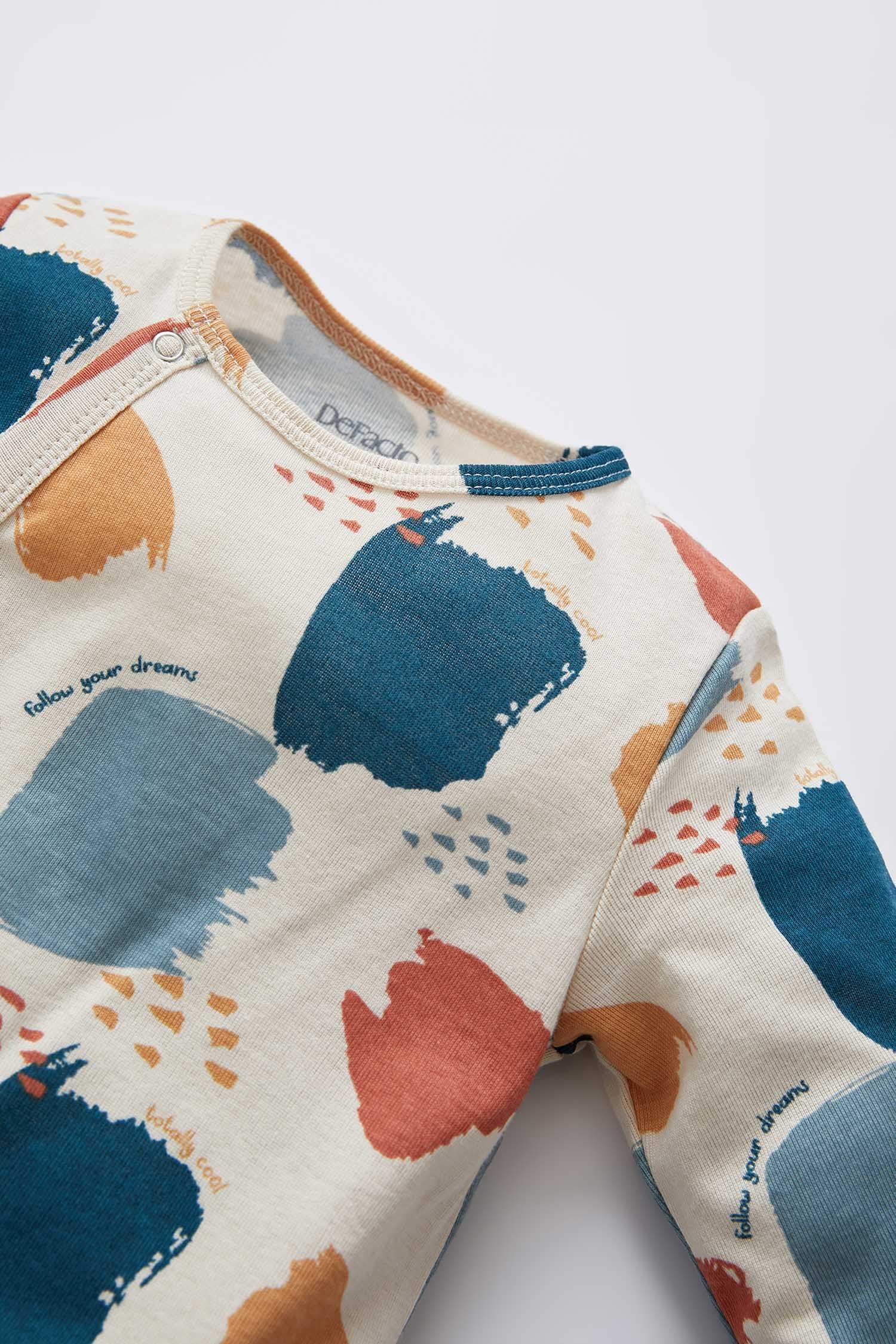 Baby Boy Patterned Newborn Long Sleeve Organic Cotton Rompers