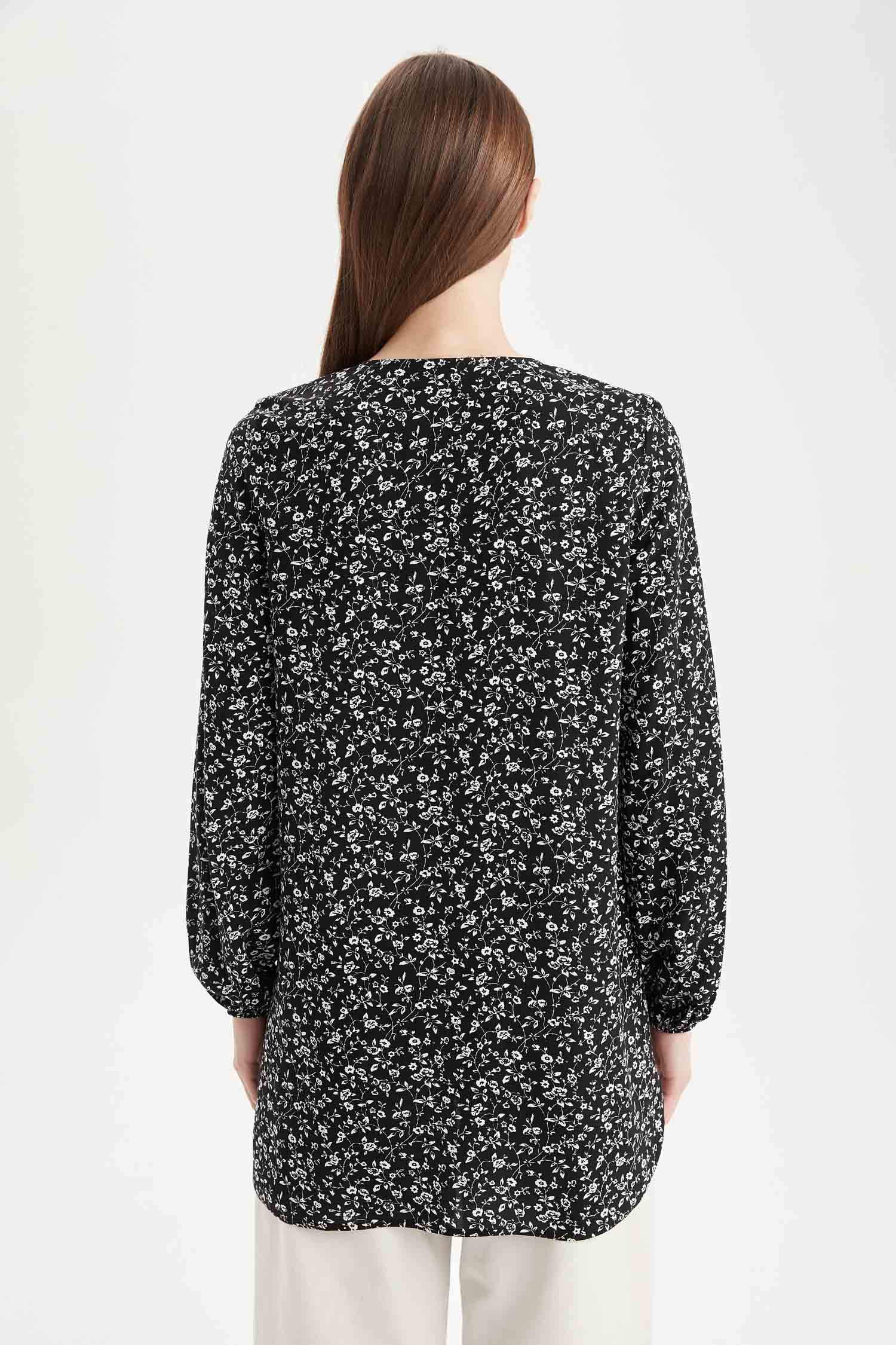 تونيك قميص فسكوز بقصة مريحة منقوش