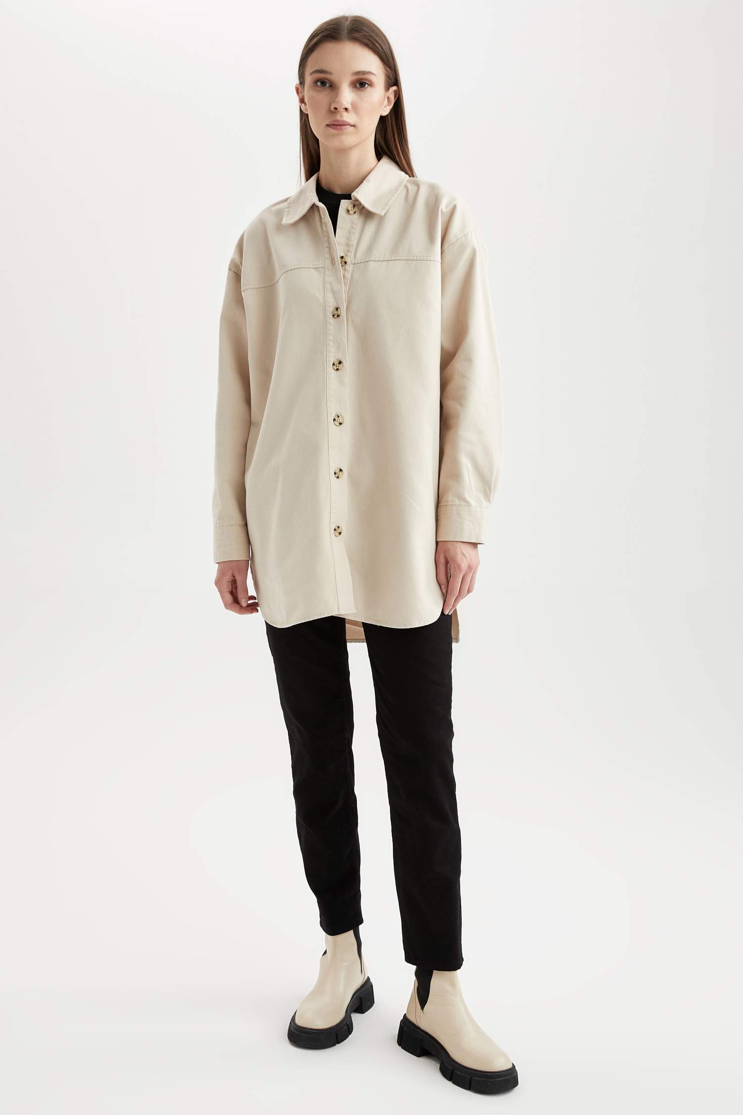 Regular Fit Basic Gömlek %100 Pamuk Tunik