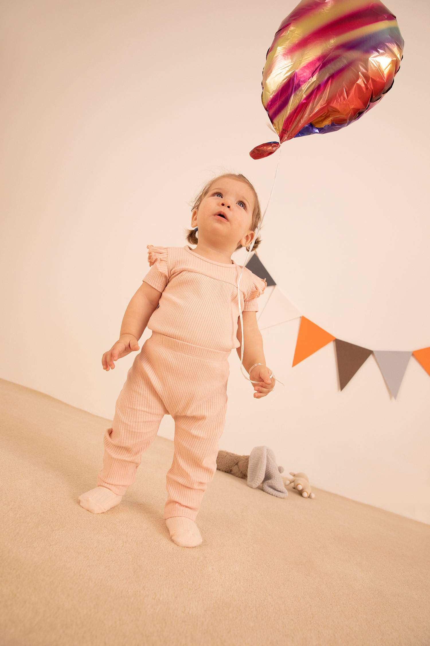 Baby Girl Rabbit Printed Short Sleeve Newborn Cotton Jumpsuit With Snaps