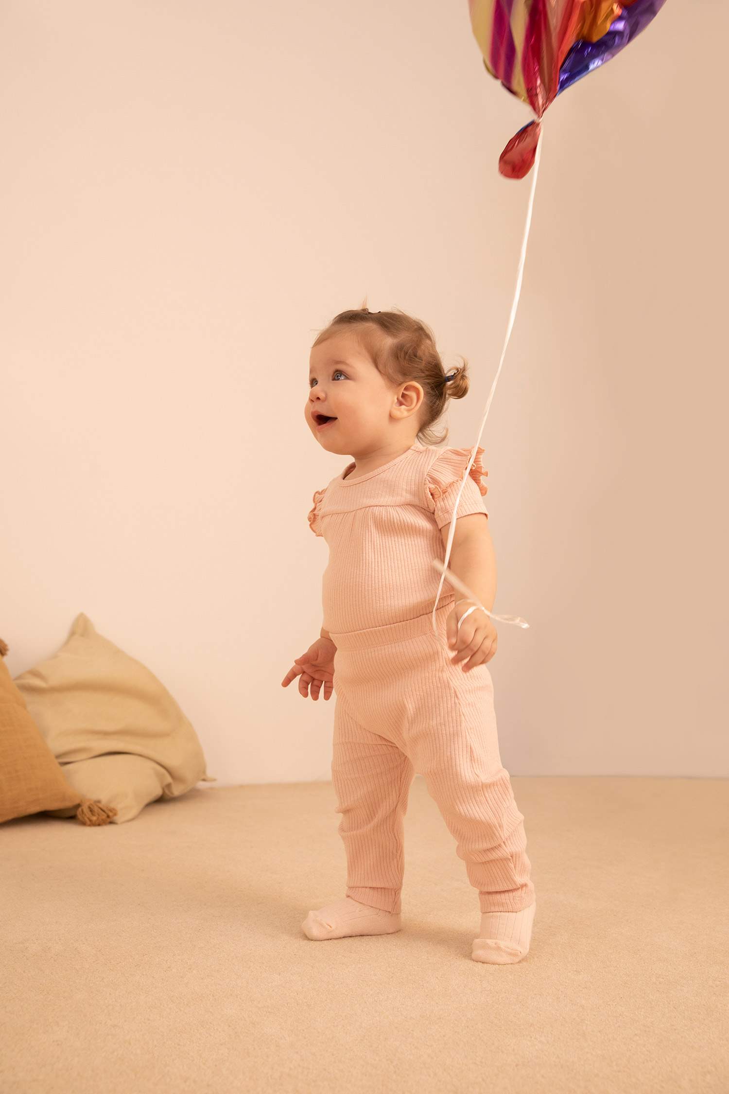 Baby Girl Rabbit Printed Short Sleeve Newborn Cotton Jumpsuit With Snaps